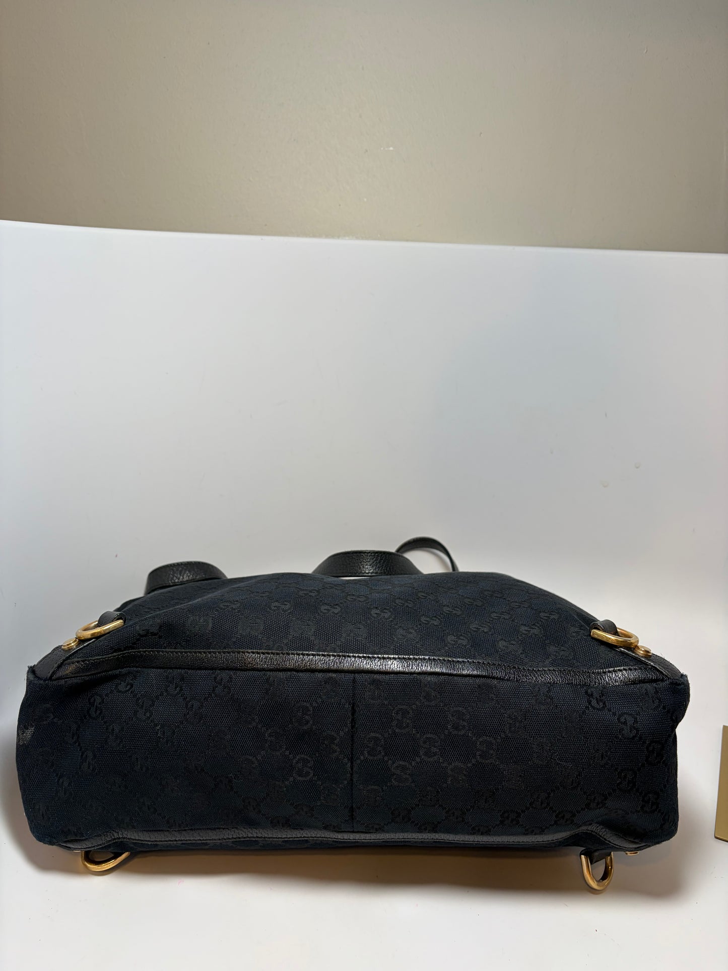 Gucci Abbey Black Canvas & Leather Tote/Shoulder Bag