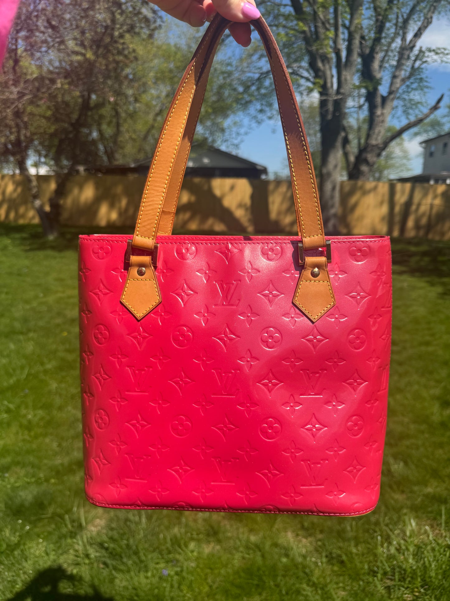 Louis Vuitton Houston Hand Bag Vernis Leather Hot Pink/Raspberry