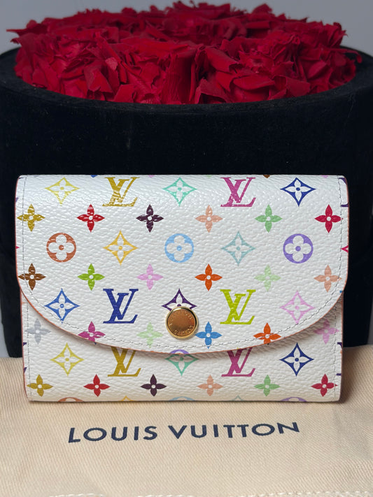 Louis Vuitton LV X TM Rosalie Coin Purse Multicolor Canvas with Hot Pink Interior NEW