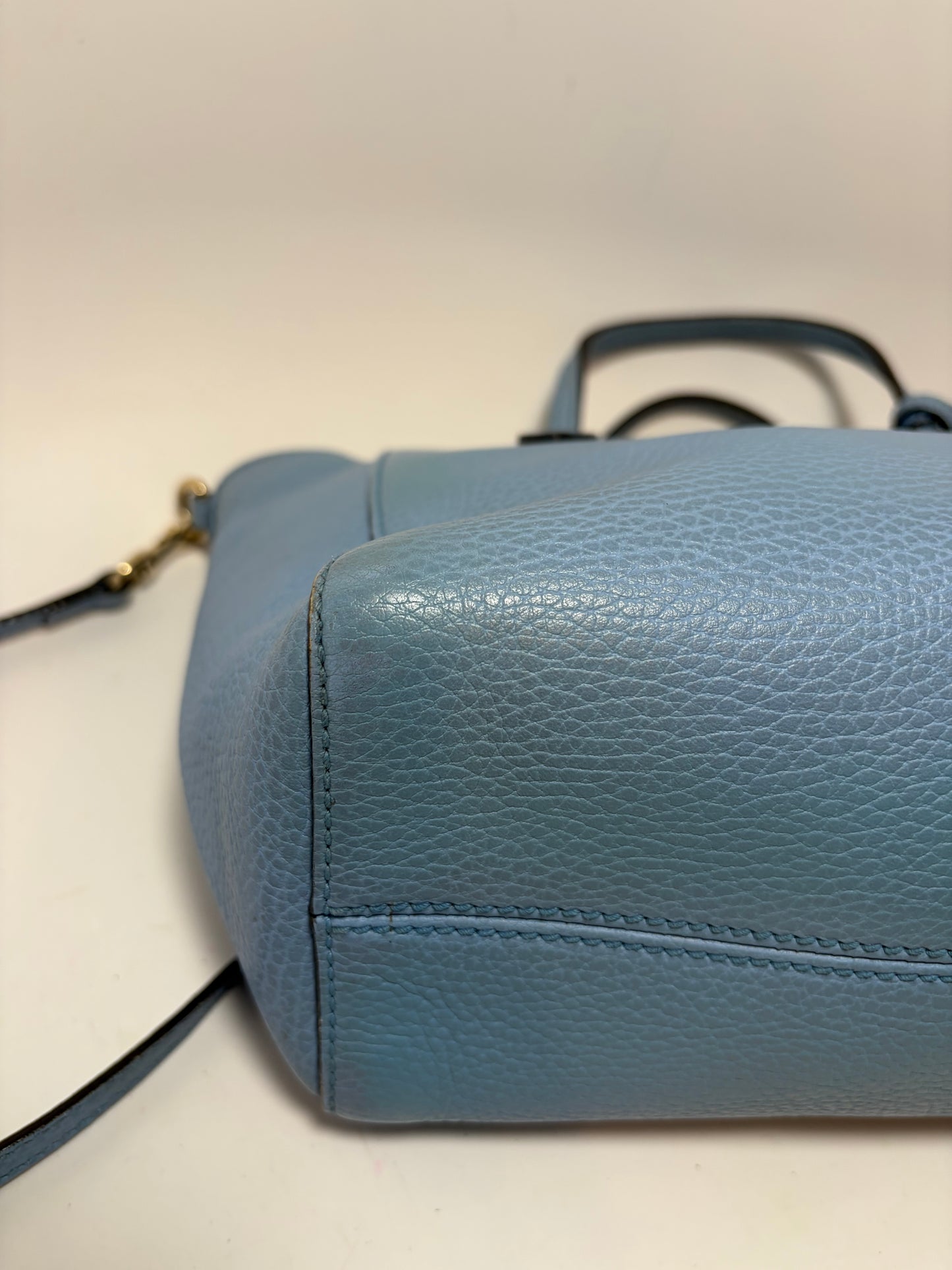 Gucci Mini Swing Tote Baby Blue Pebble Leather w/Crossbody Strap