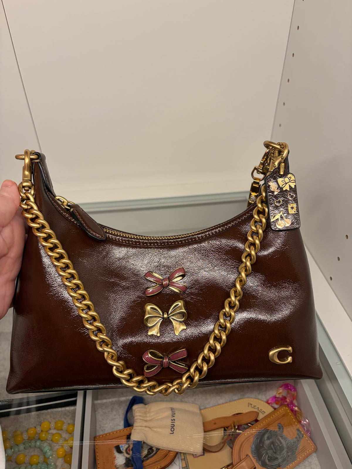 Coach Juliette 25 Maple Glazed Leather Shoulder Bag/Crossbody Coach Create Bows
