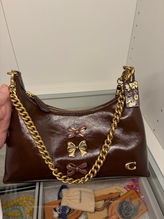 Coach Juliette 25 Maple Glazed Leather Shoulder Bag/Crossbody Coach Create Bows
