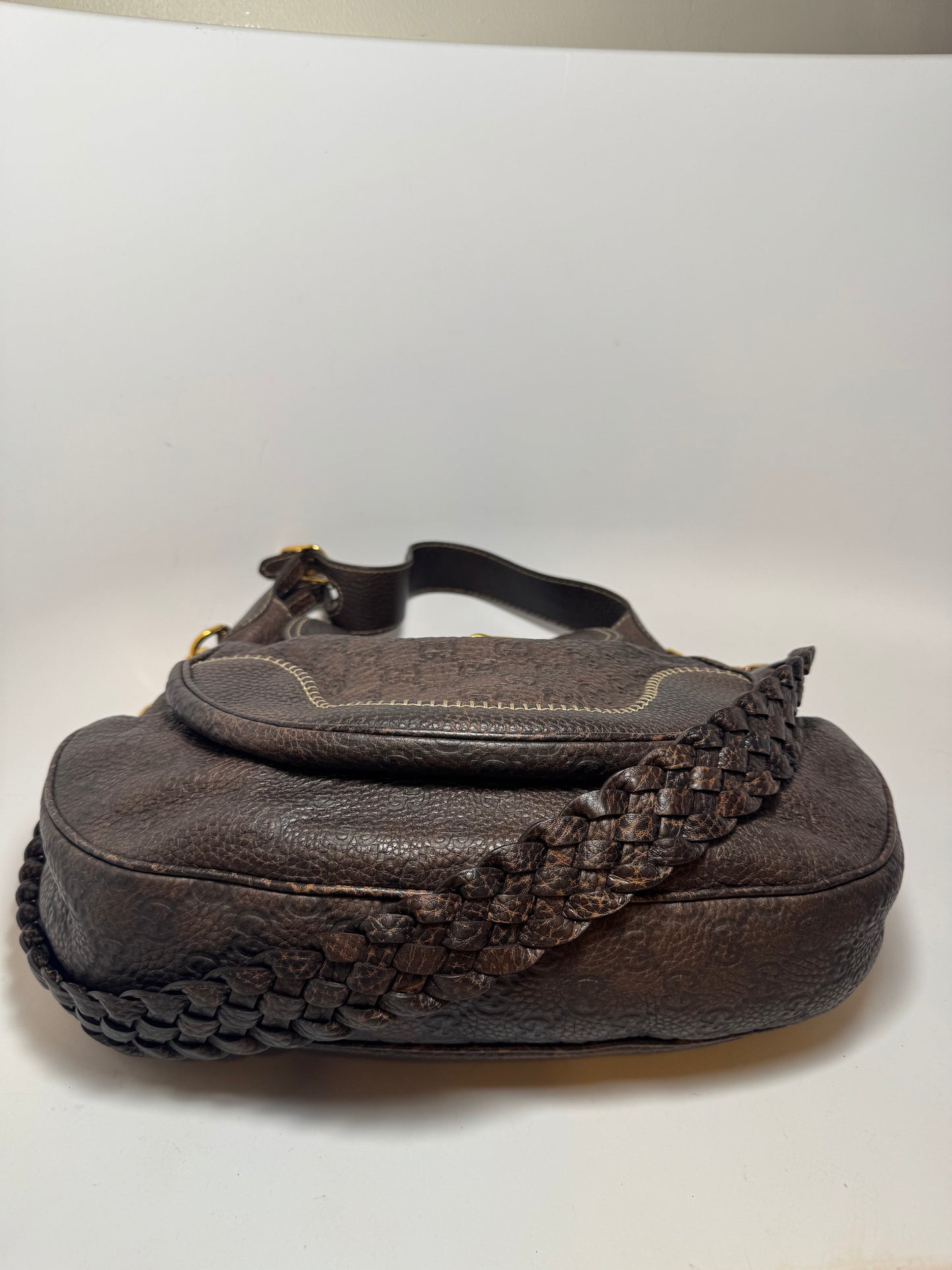 Gucci Dark Brown Guccissima Leather Pelham Large Shoulder Bag