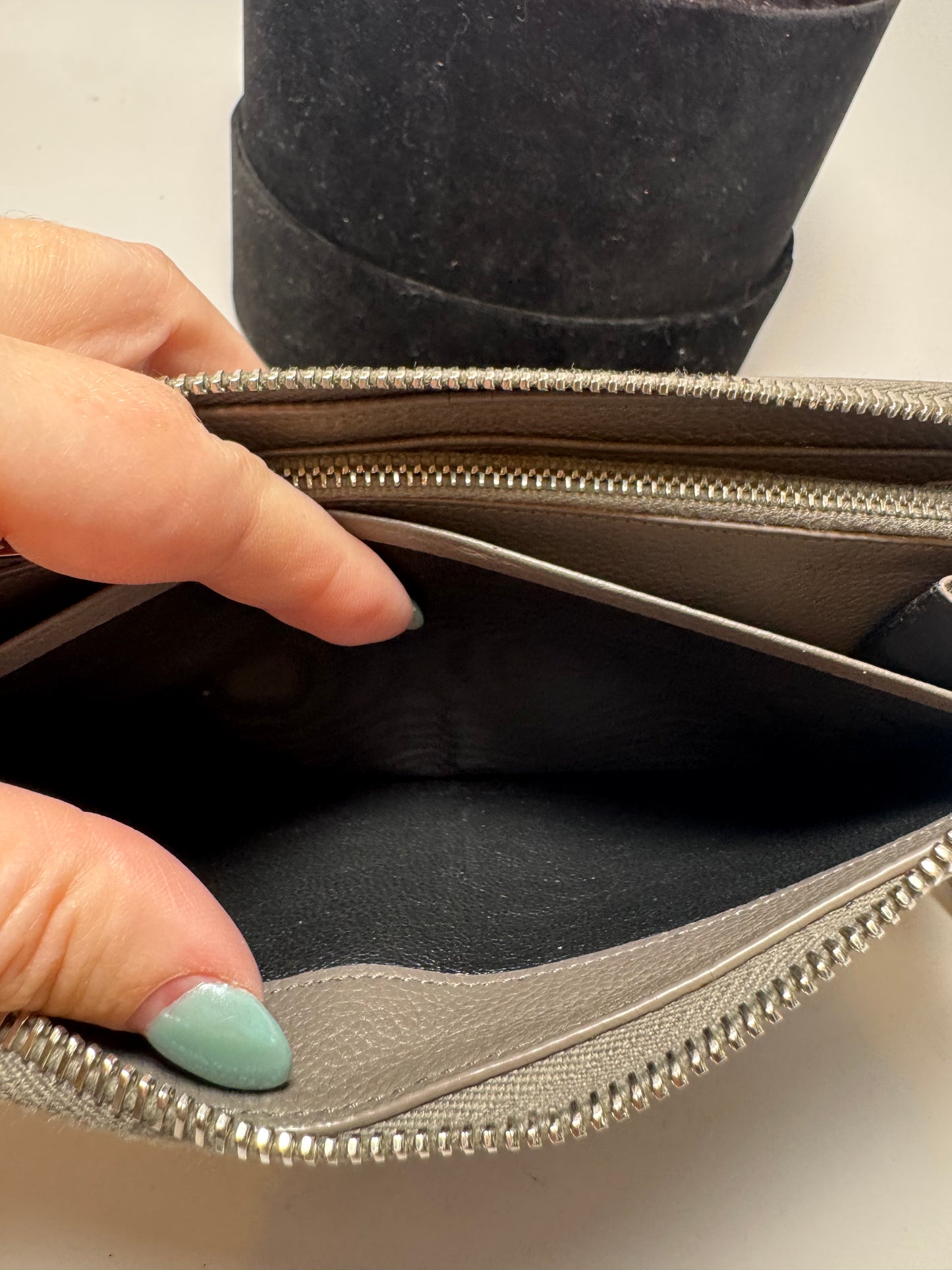 Saint Laurent Grained Calf Skin Rive Gauche Zip Around Wallet