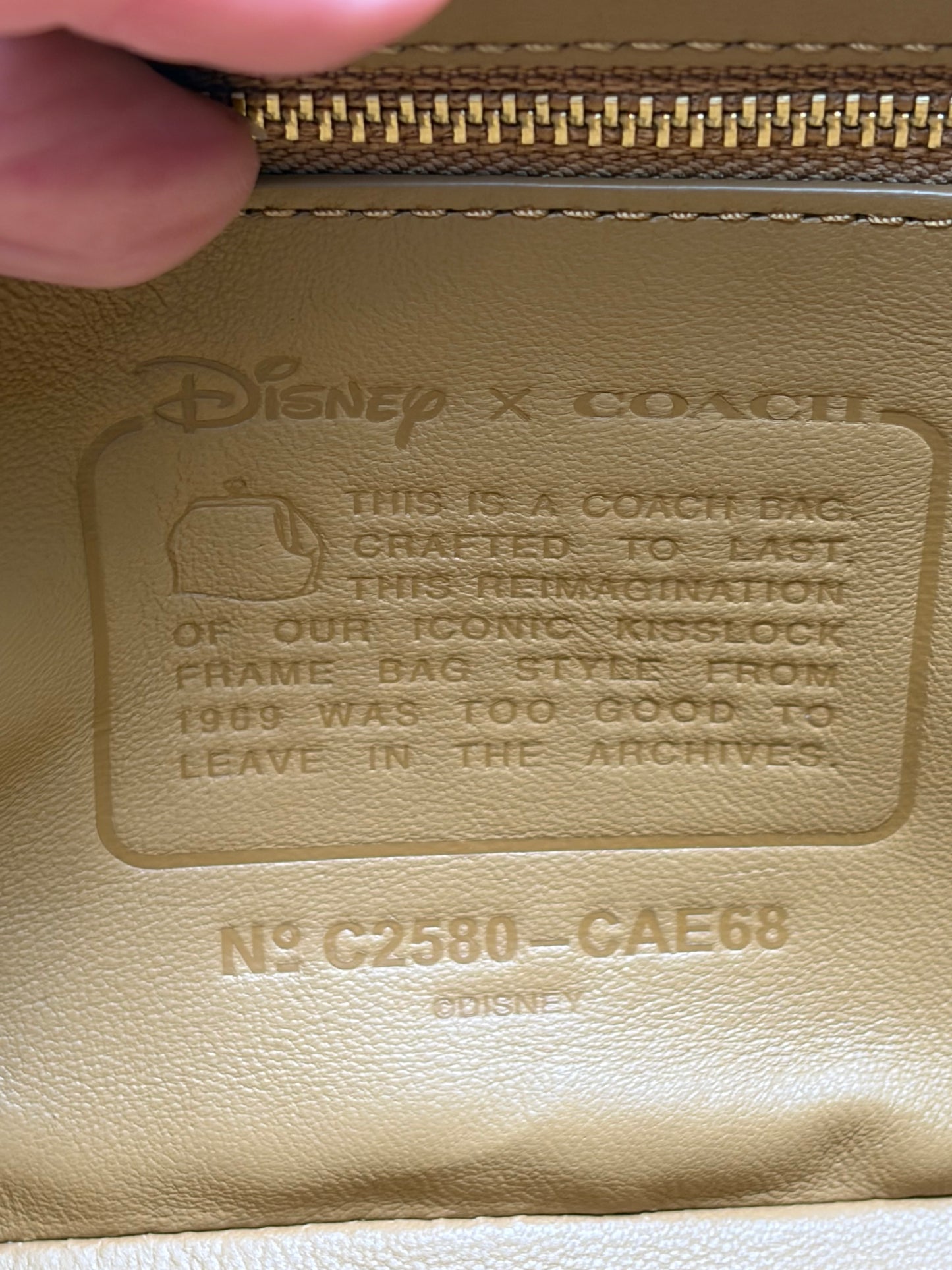 Coach x Disney Mickey & Friends Honey Brown Kiss Lock Crossbody NWT