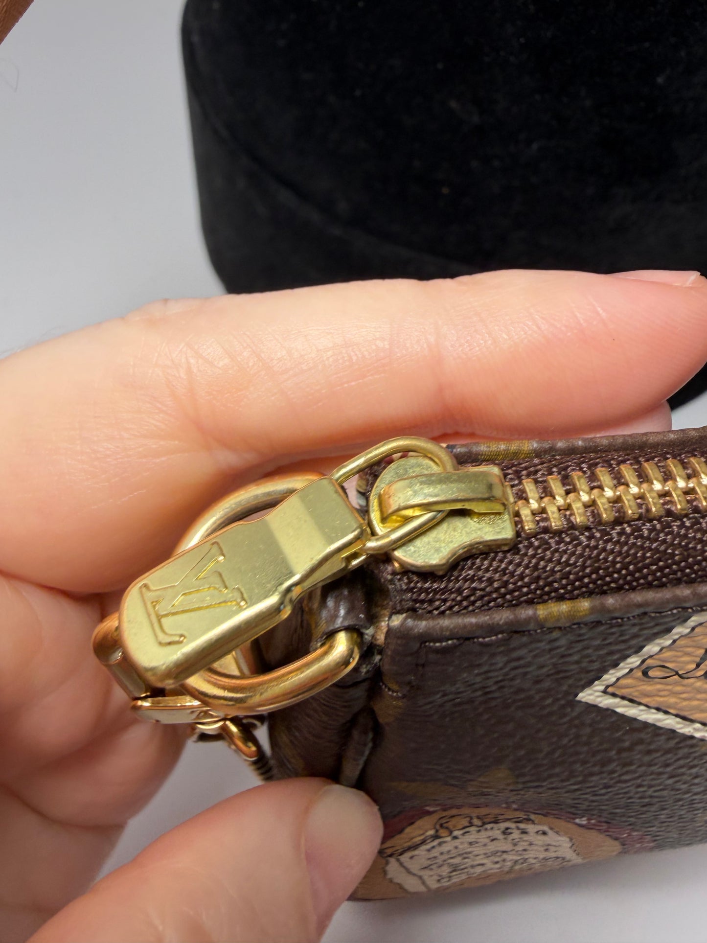 Louis Vuitton Monogram Patches Mini Pochette with Chain & COA