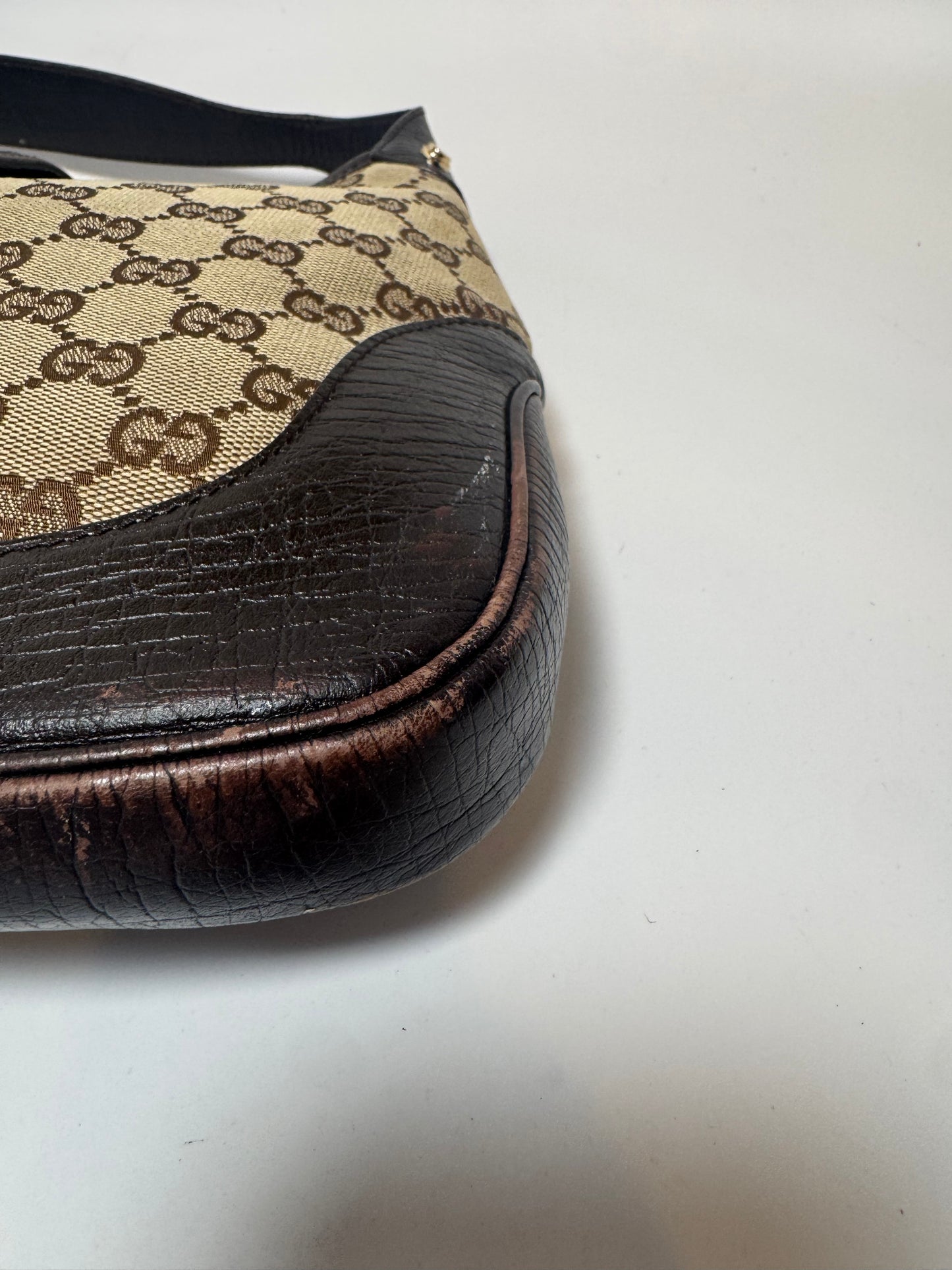 Gucci Jackie Sherry Line Monogram Canvas & Leather Shoulder Bag