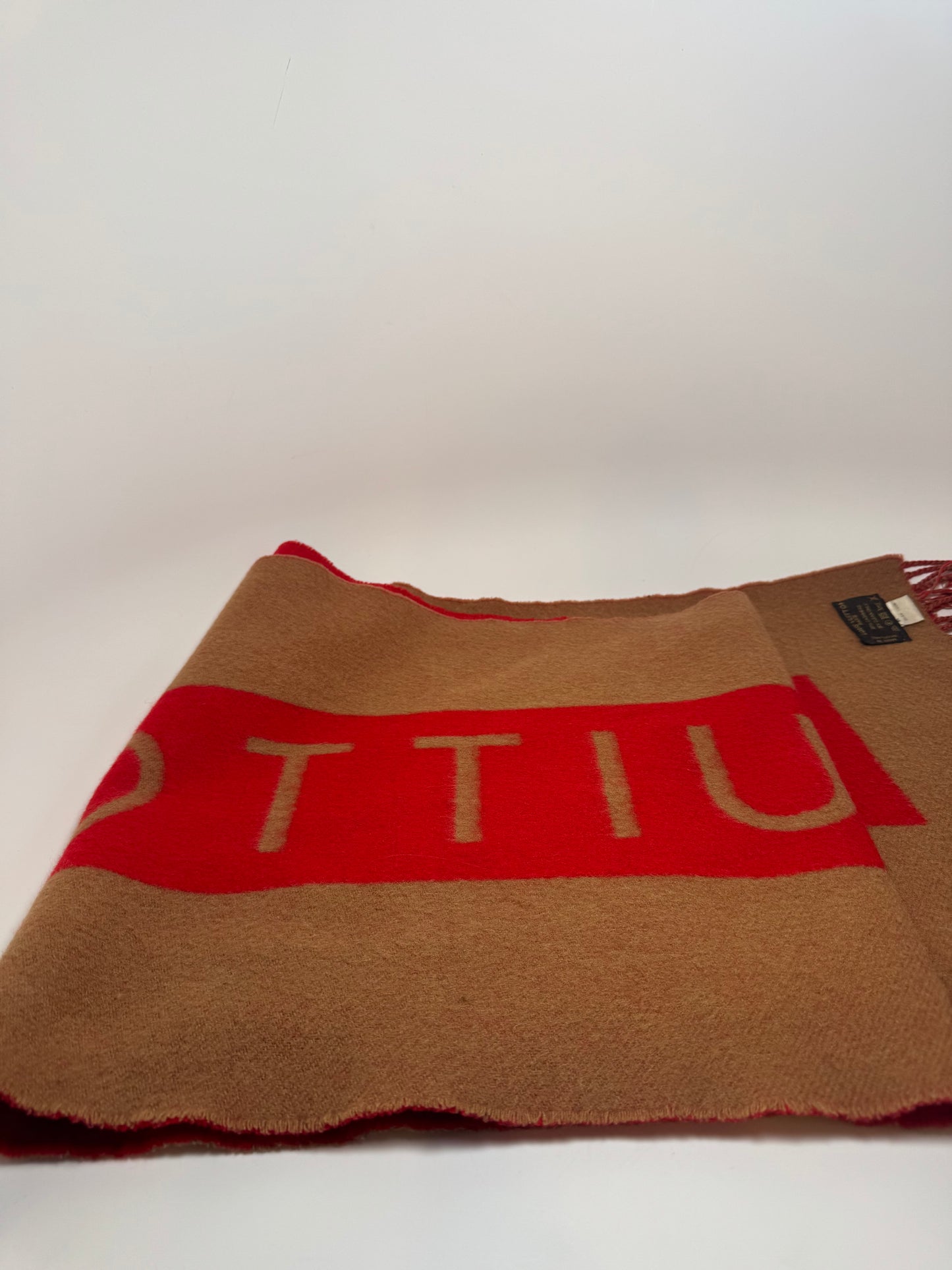Louis Vuitton Red & Camel Double-Sided 100% Cashmere Winter Scarf Luxury Fashion