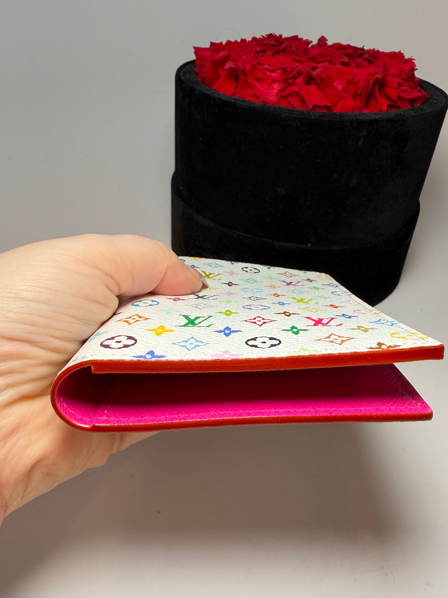 Louis Vuitton LV x TM Passport Cover White Multicolor w/Hot Pink Interior, Made in France NWT
