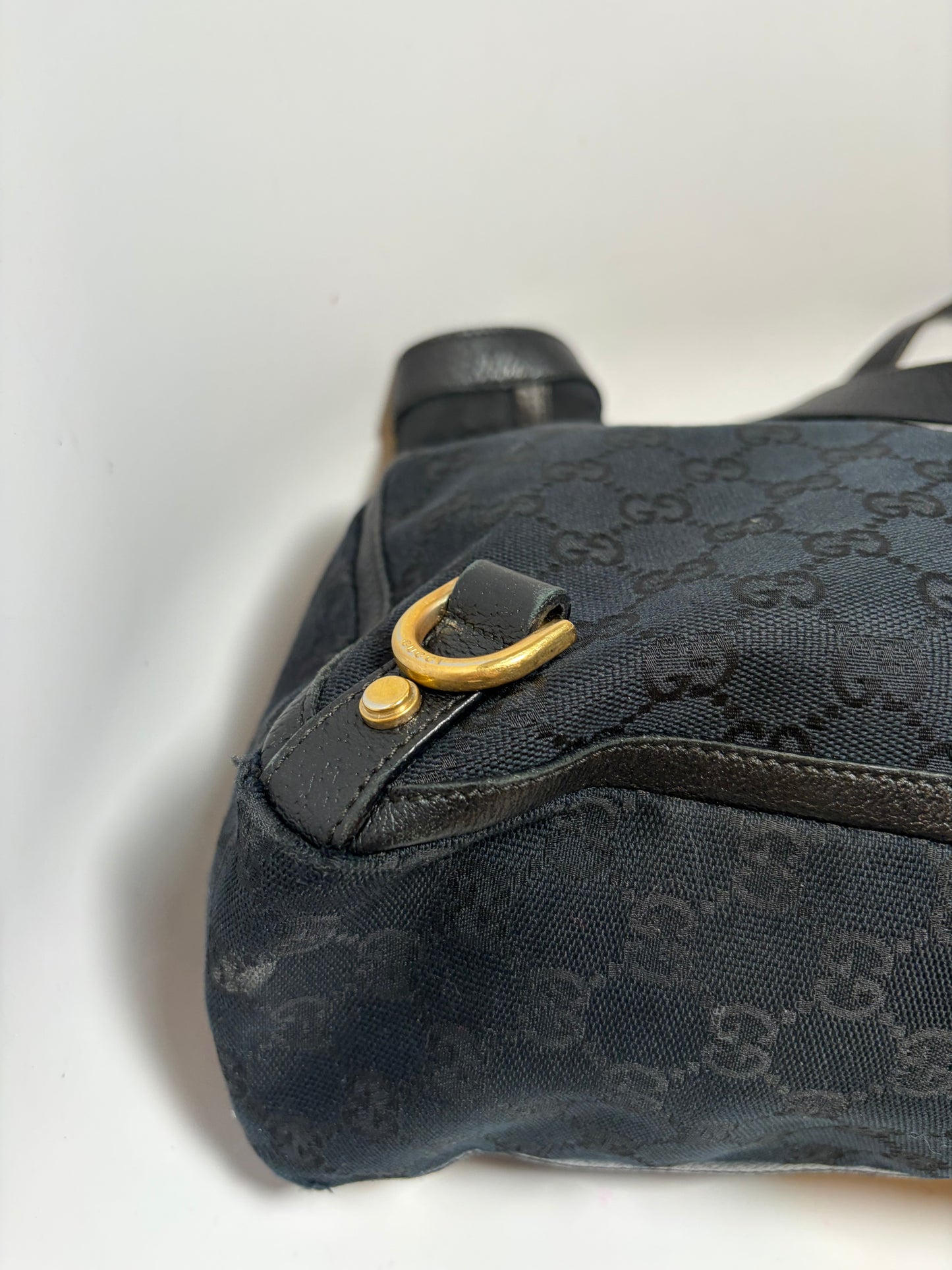 Gucci Abbey Black Canvas & Leather Tote/Shoulder Bag