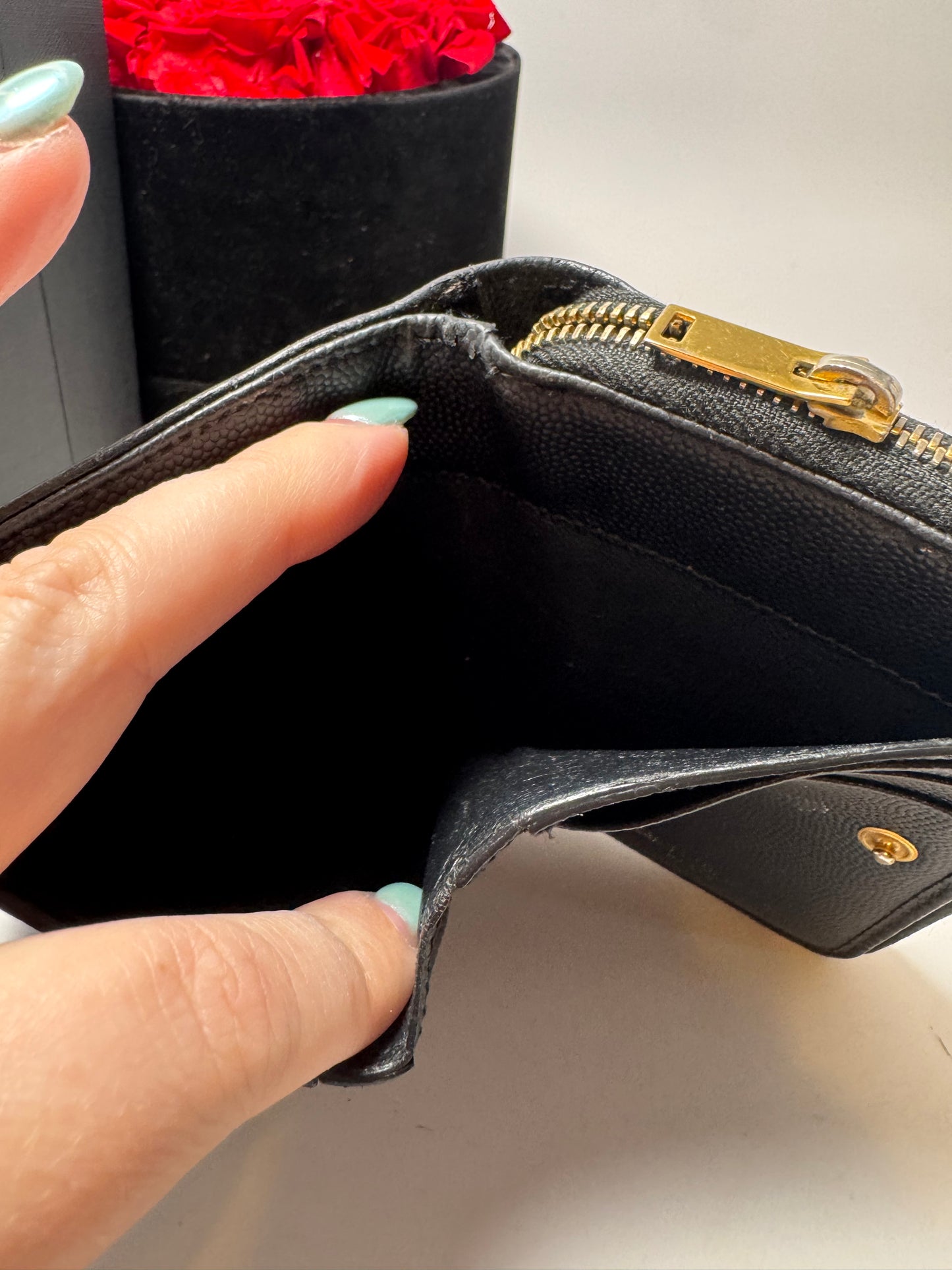 Saint Laurent Bifold Cassandra Wallet Caviar Leather