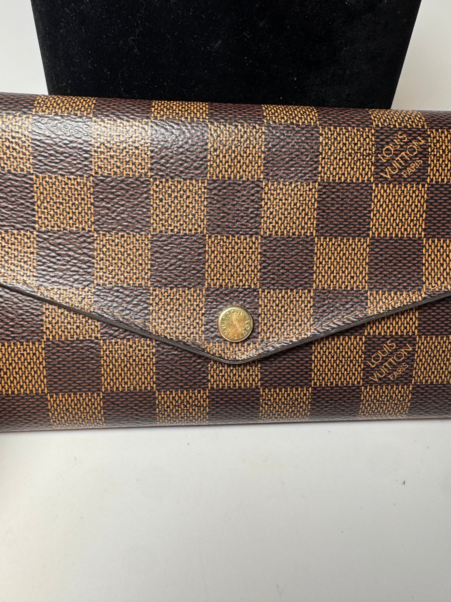 Louis Vuitton Damier Ebene Sarah Wallet w/Ballerine Pink Interior