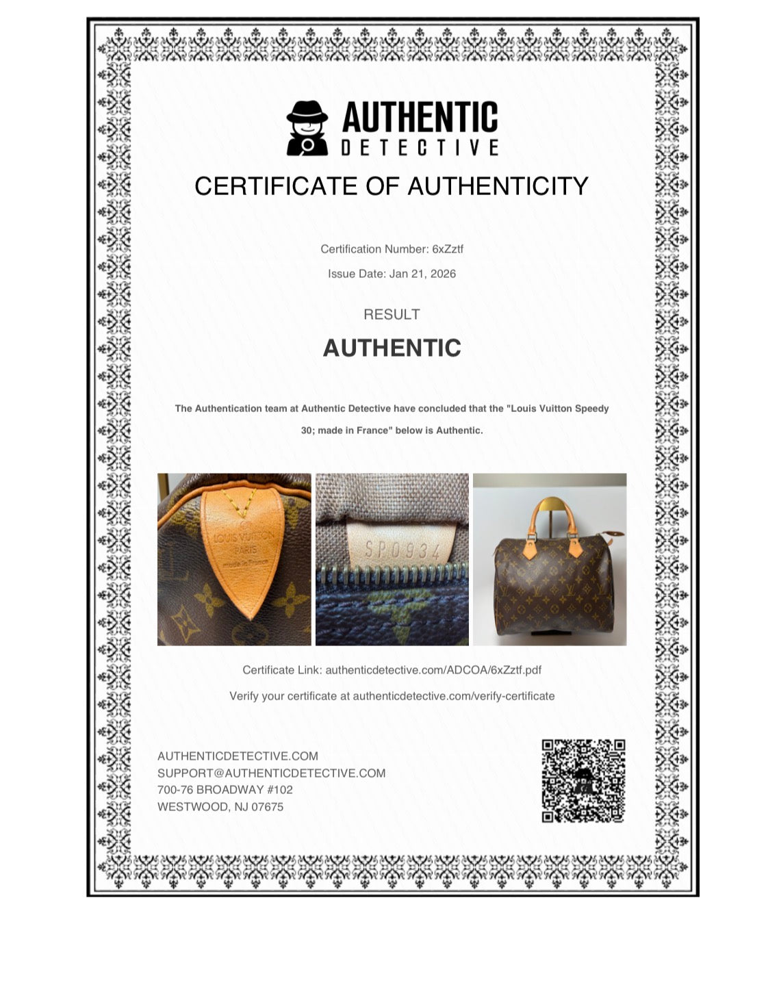 Louis Vuitton Speedy 30 Monogram Vintage with COA