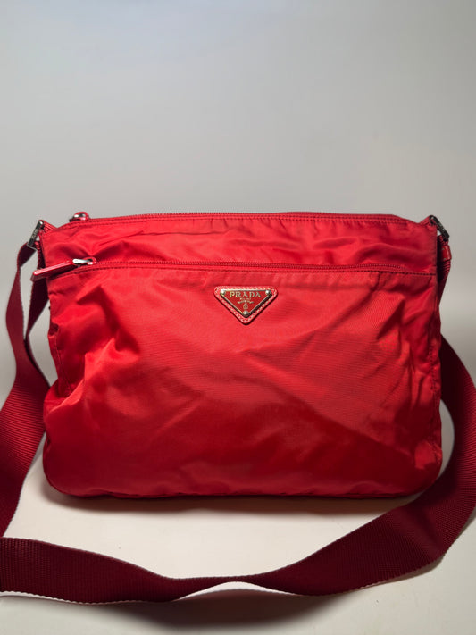 Prada Red Nylon Shoulder Bag/Crossbody