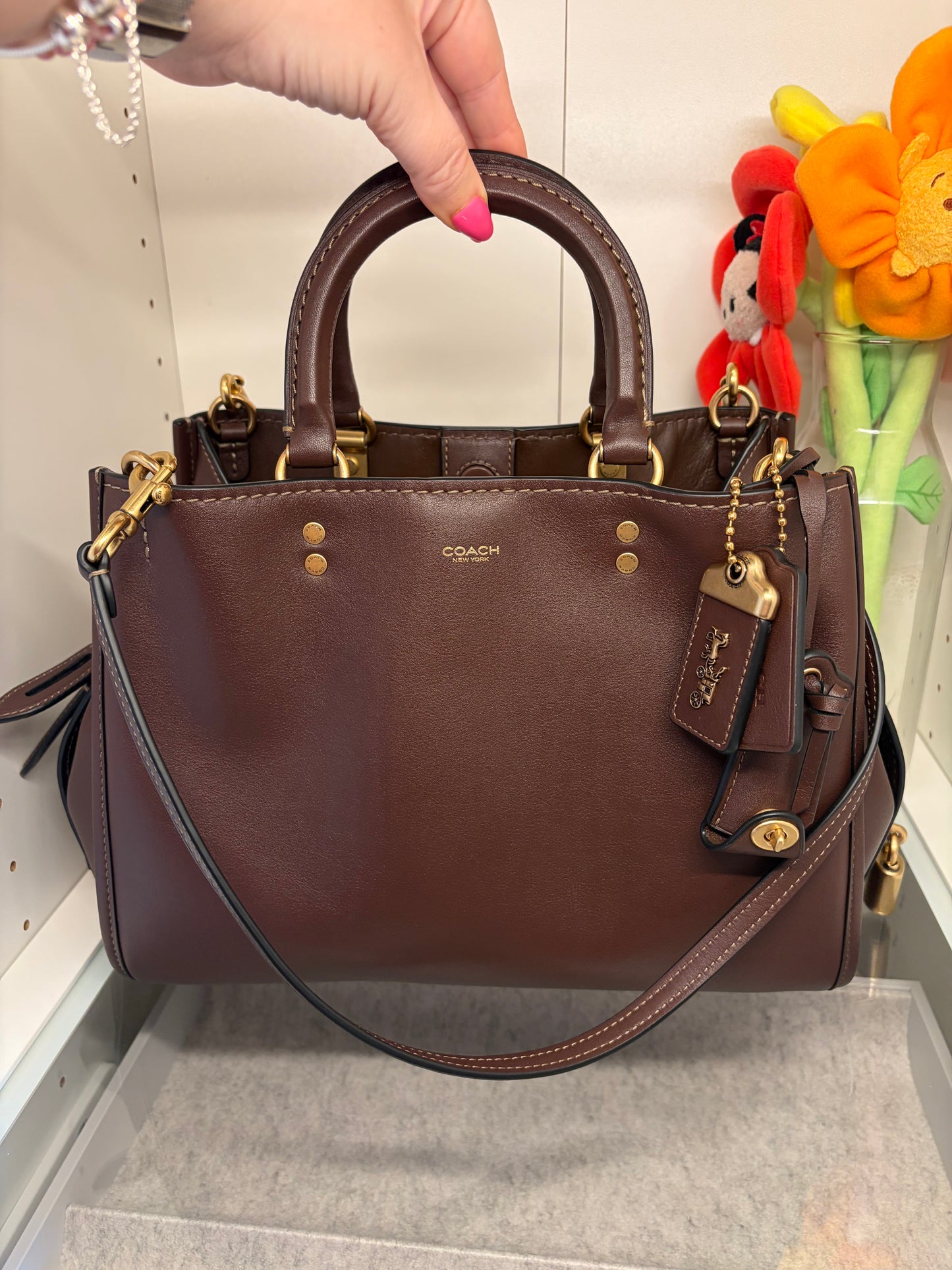 Coach Rogue 31 Maple & Brass w/shoulder straps, crossbody strap & dust bag- Like New