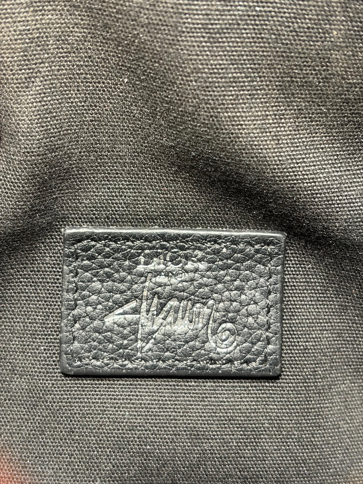 Christian Dior Black Leather Waist Bag/Crossbody Dior x Shawn Stussy Saddle Bag with Graffiti Logo Unisex