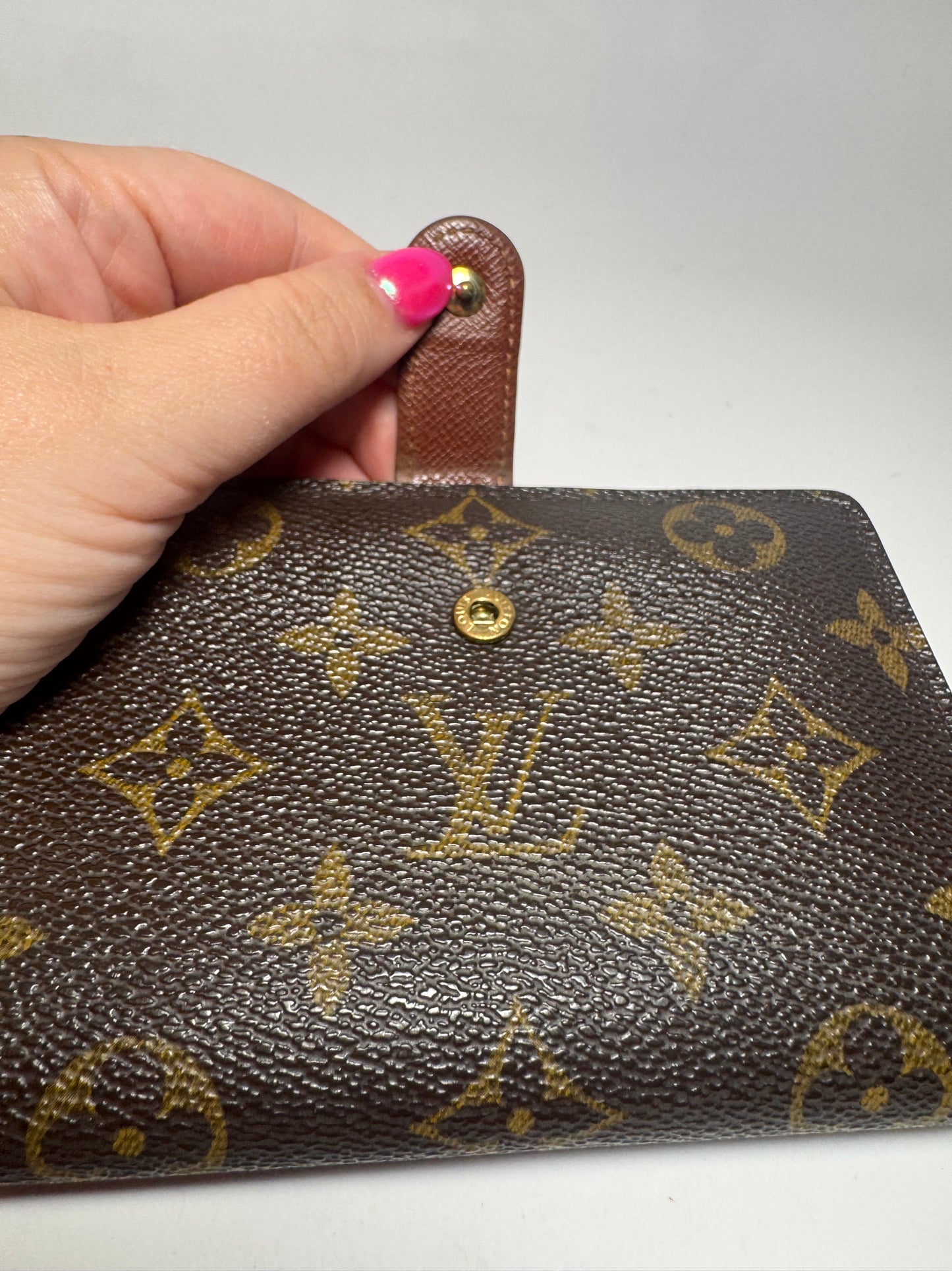 Louis Vuitton French Purse Kiss Lock Monogram Wallet-Fair Condition