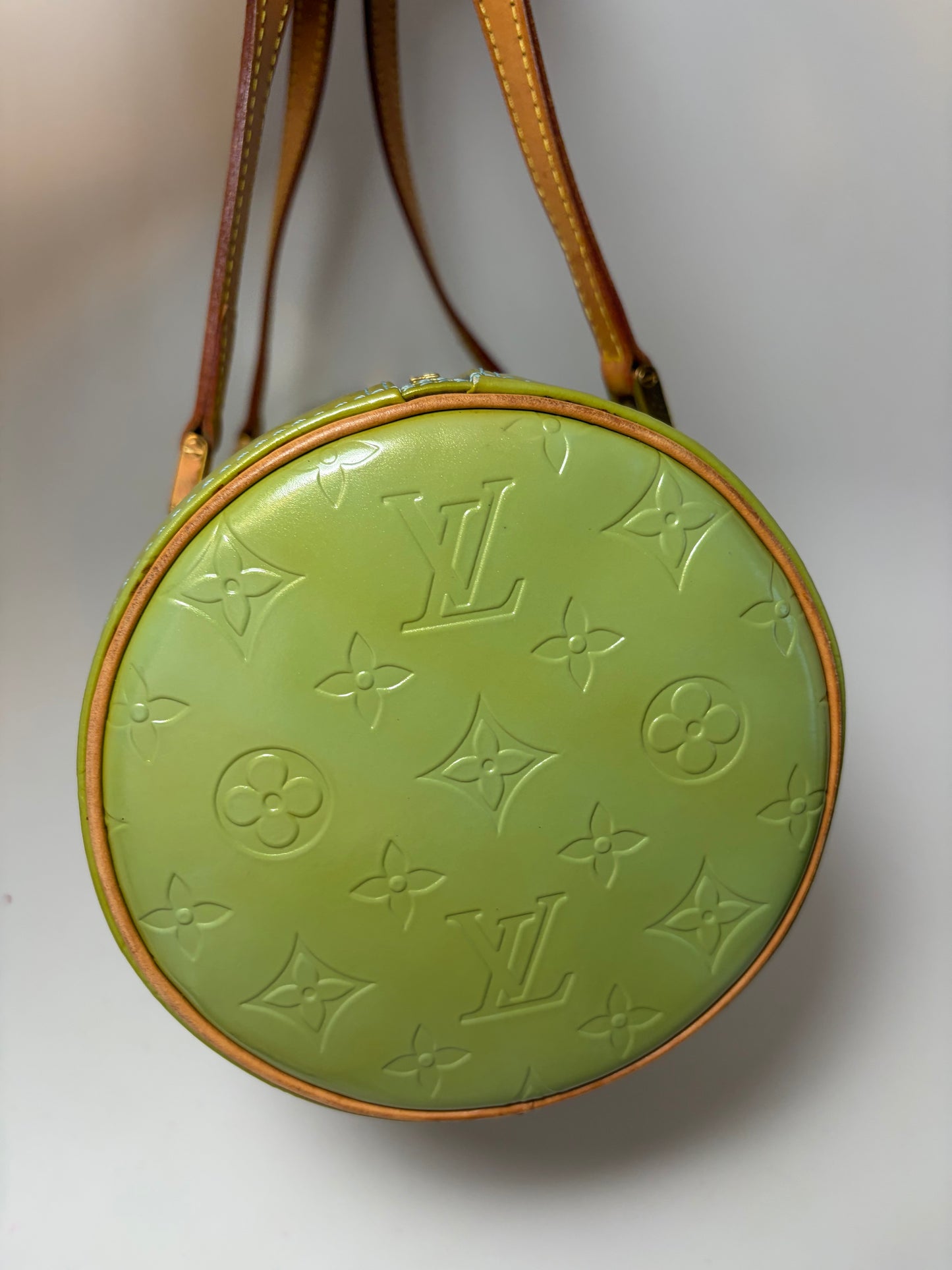 Louis Vuitton Vernis Green Monogram Papillon Bedford Bag w/Vachetta Leather