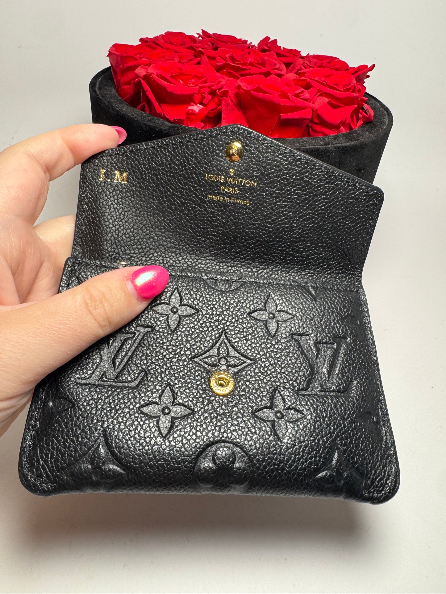 Louis Vuitton Black Key Pouch Wallet Empriente Noir Leather w/Key Ring