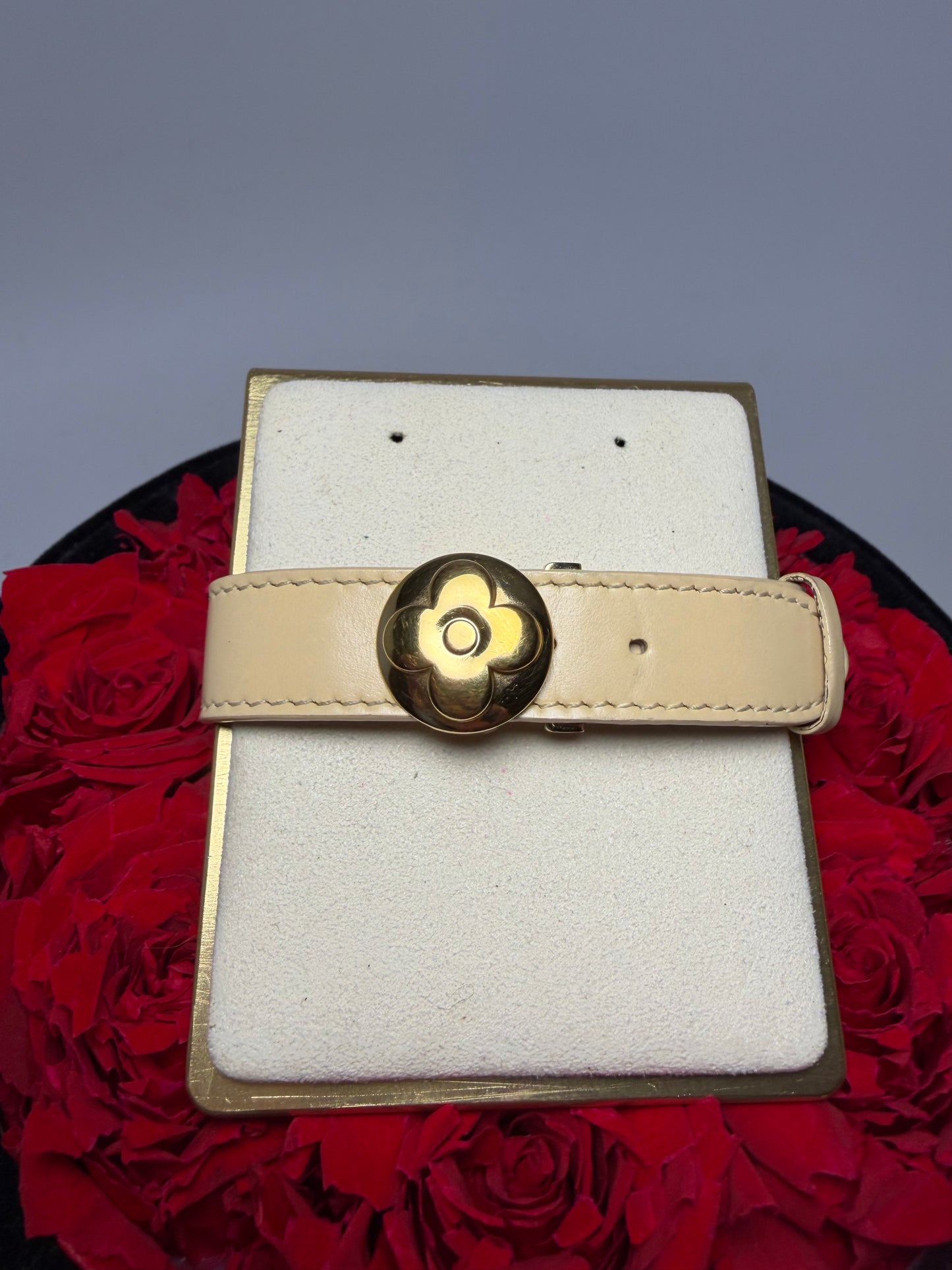 Louis Vuitton Good Luck Bracelet in Beige Leather w/Dust Bag