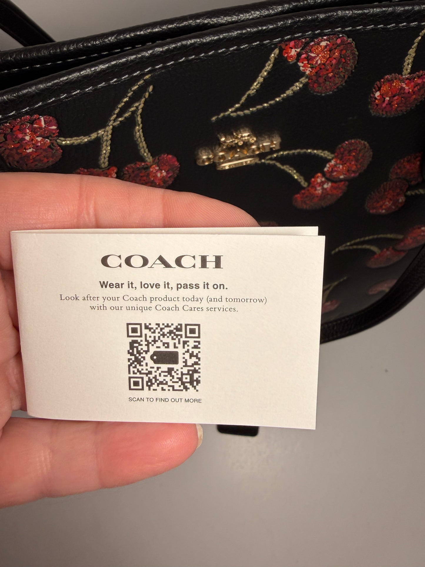Coach City Tote Black Leather & Red Glitter Cherried