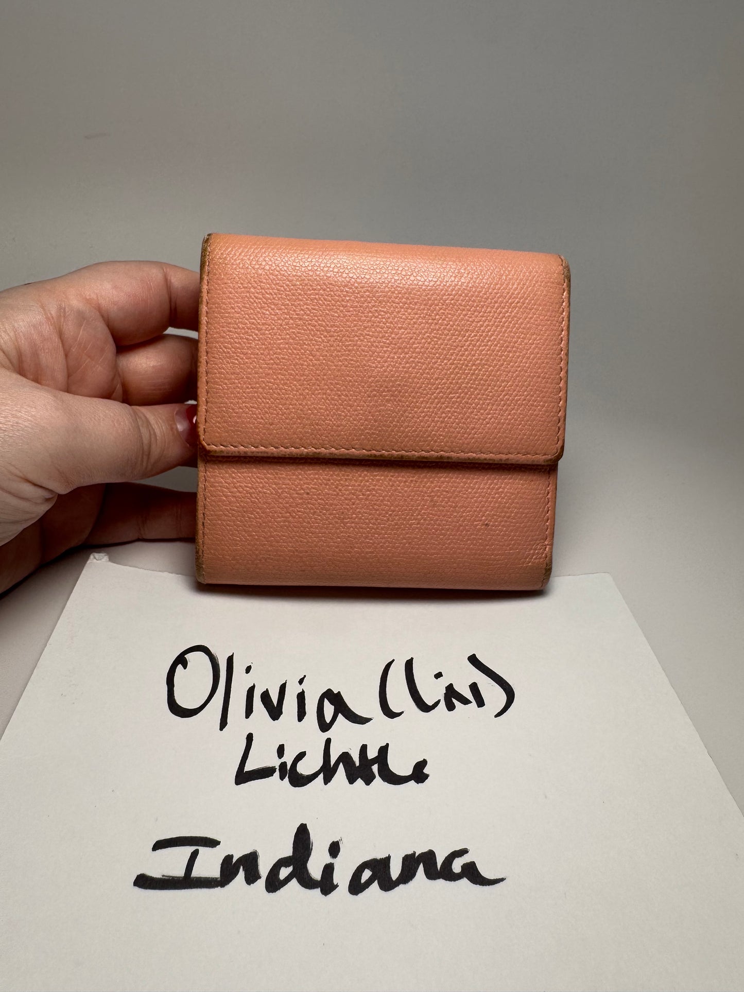 Chanel Vintage Button Line Pink Snap Compact Wallet Coco Mark Trifold
