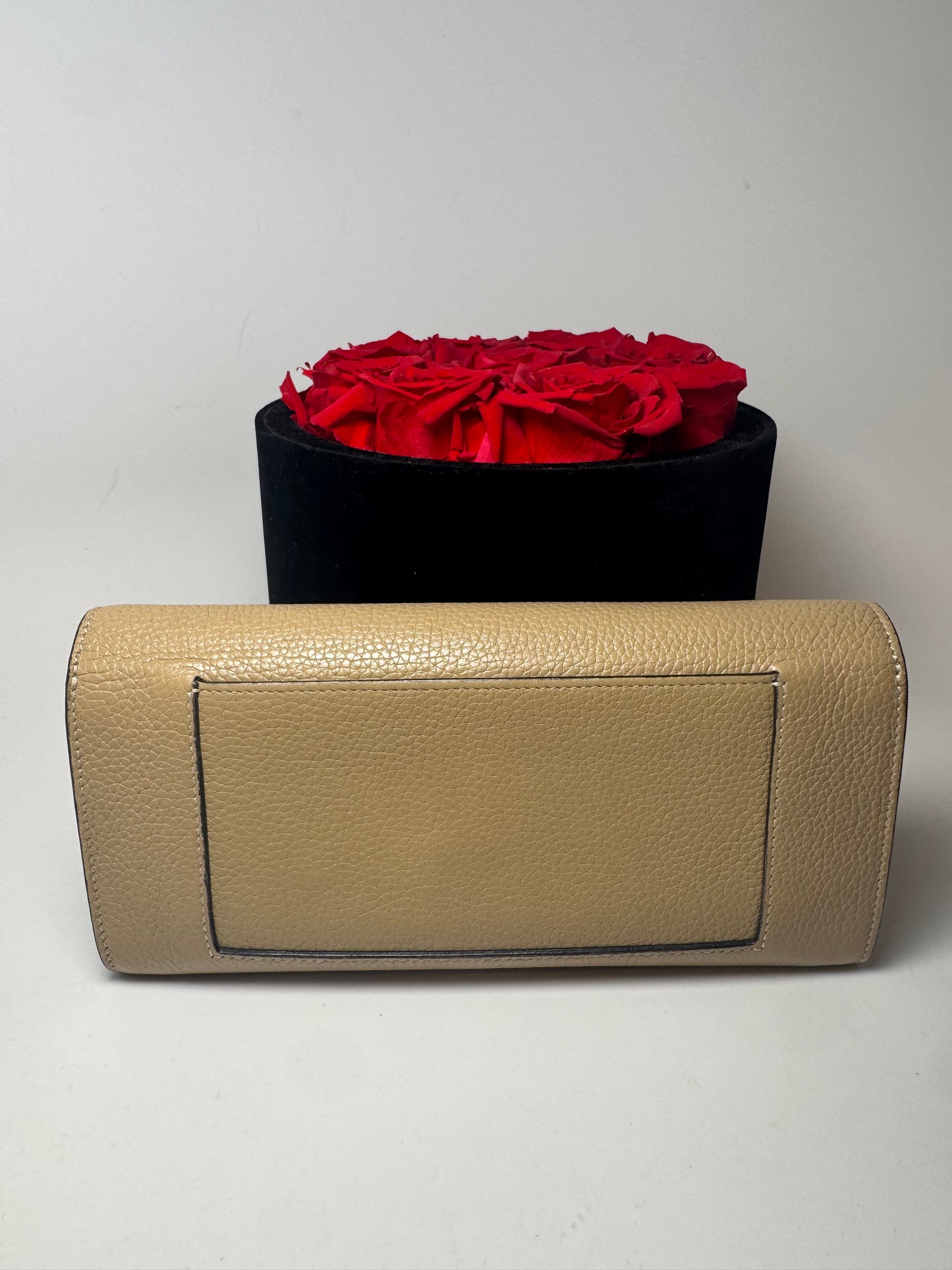 Celine Large Flap Multifunction Wallet Taupe Pebbled Leather Made in Italy