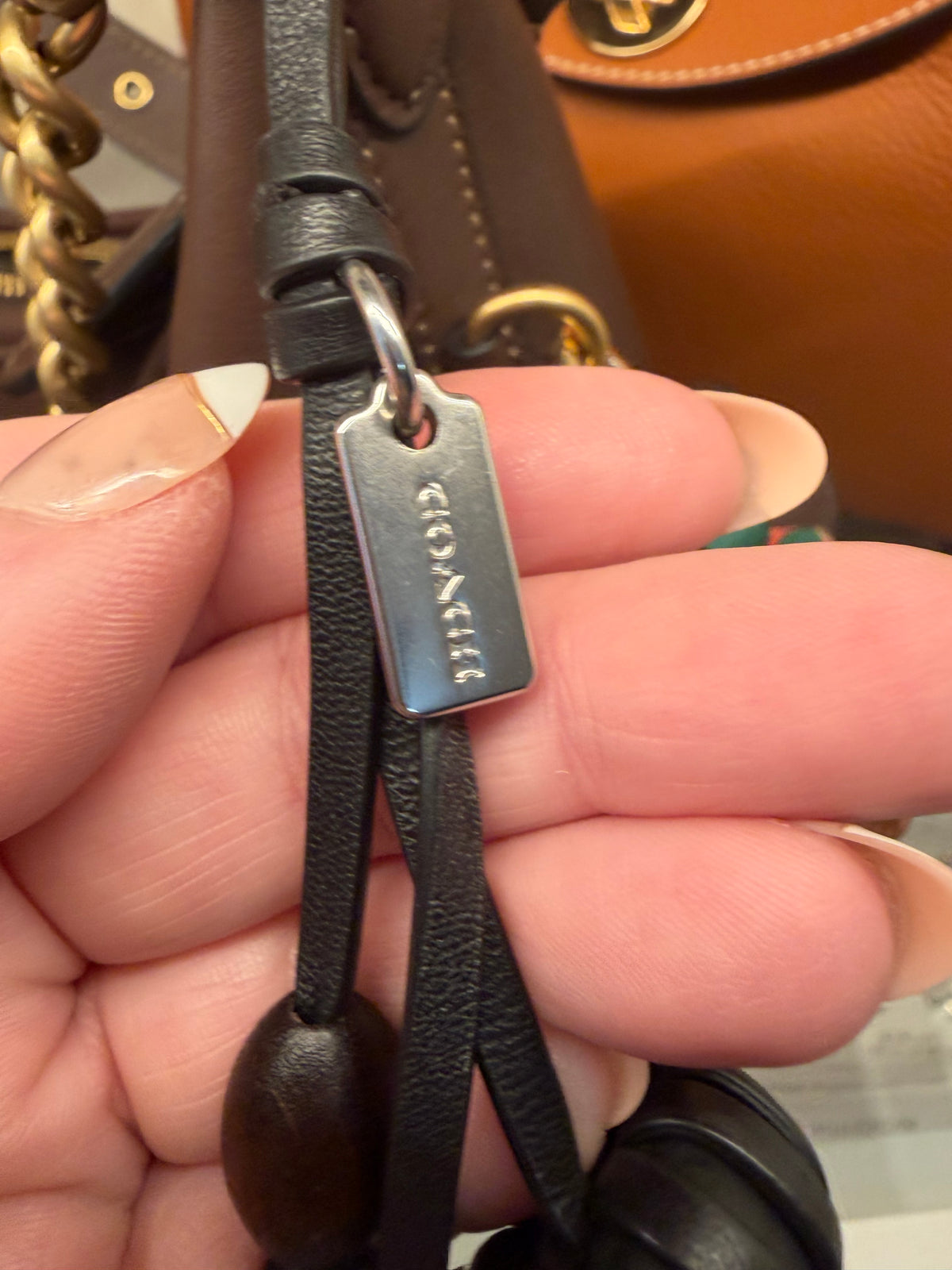 Coach Skull Leather Bag Charm Black