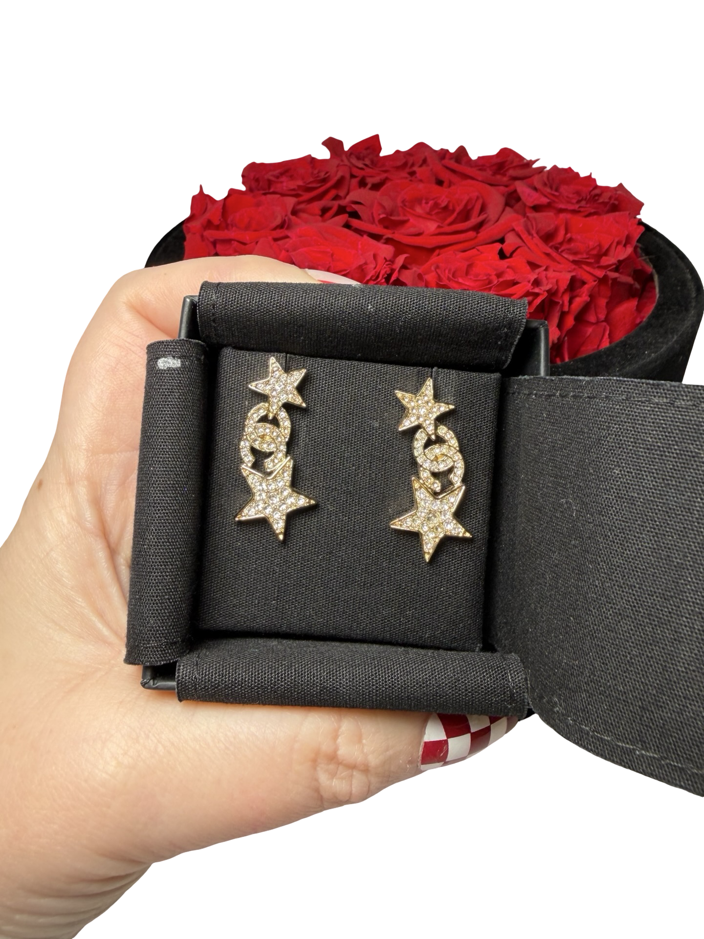 Chanel CC Gold Double Star Earrings