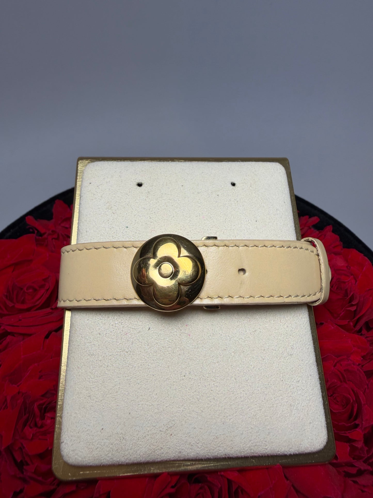 Louis Vuitton Good Luck Bracelet in Beige Leather w/Dust Bag