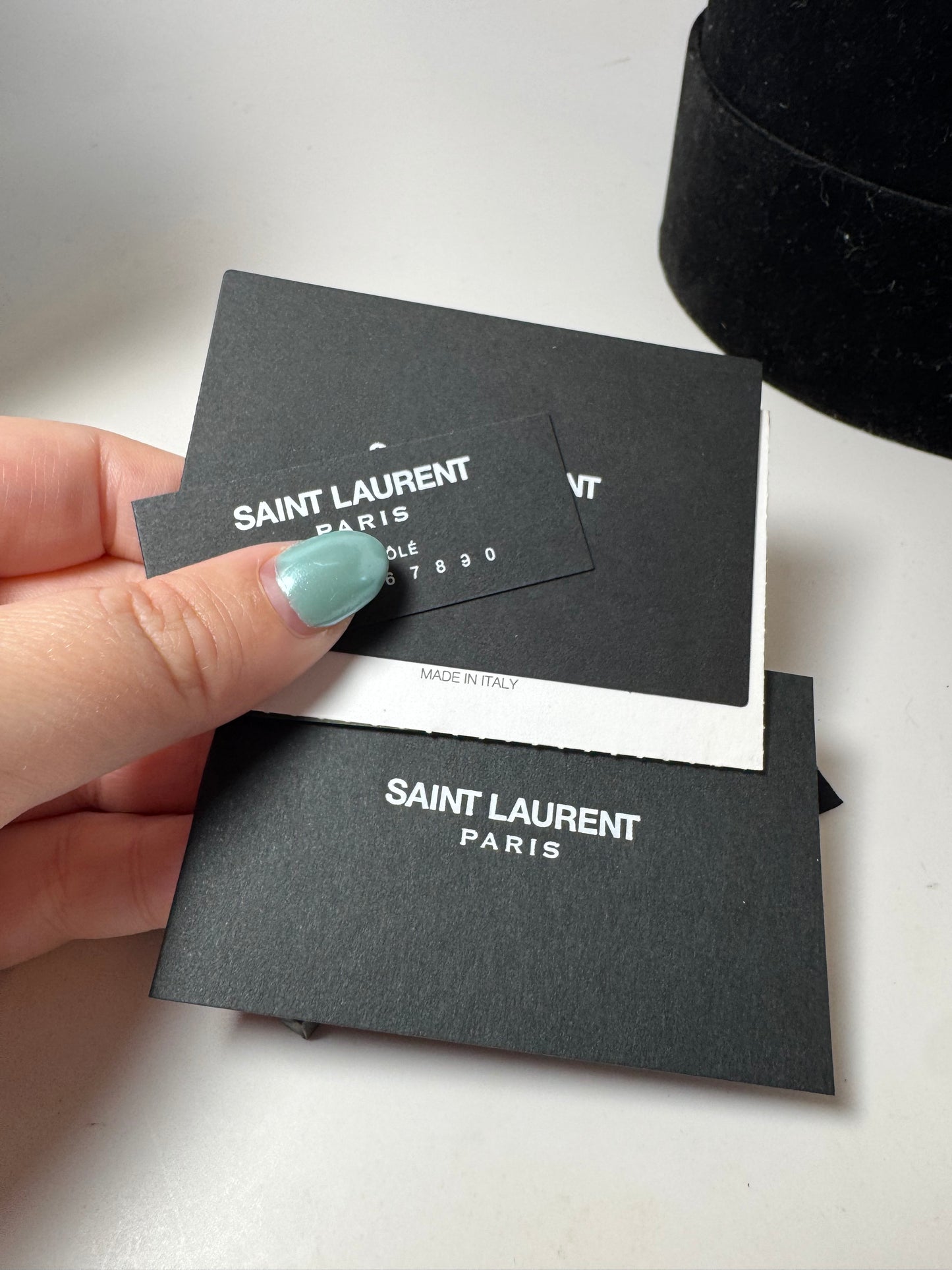 Saint Laurent Crocodile Embossed Black Leather Clutch