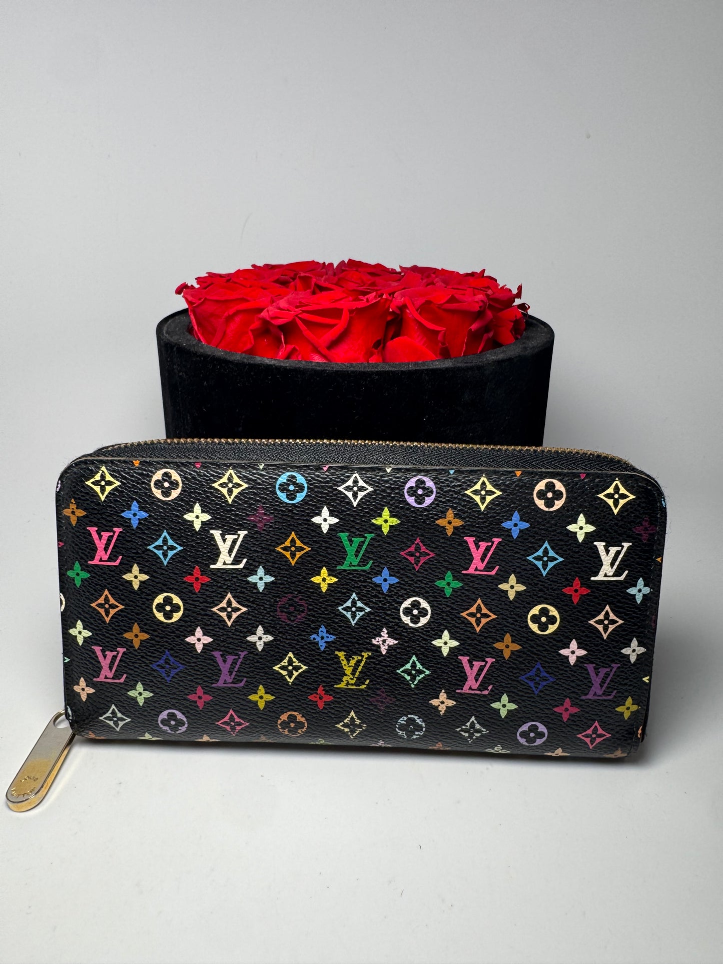Louis Vuitton Multicolor Monogram Murakami Black Zippy Wallet