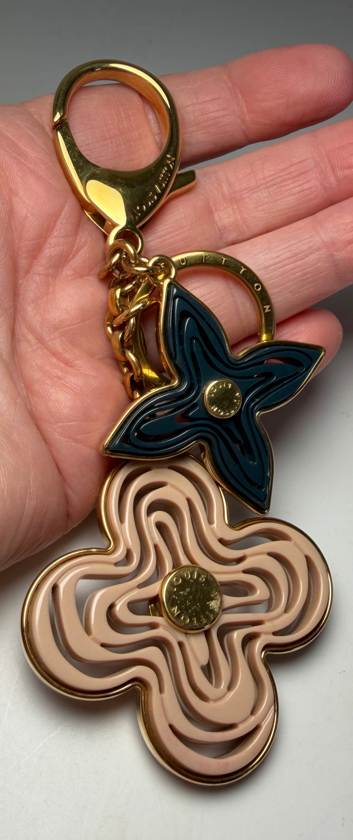 Louis Vuitton Resin Naïf Flower Pink, Black & Gold Bag Charm w/box