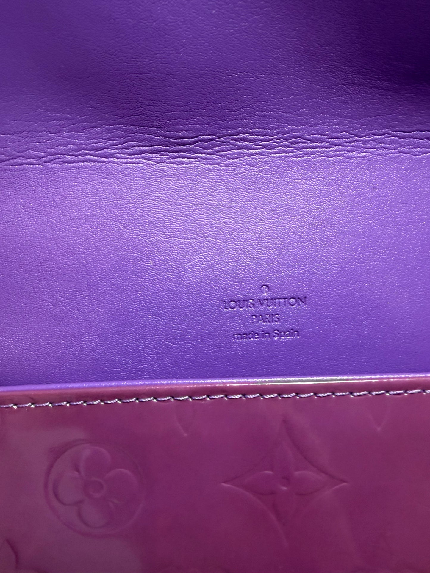 Louis Vuitton Thompson Street Purple Vernis Leather Monogram Shoulder Bag with Purple leather interior