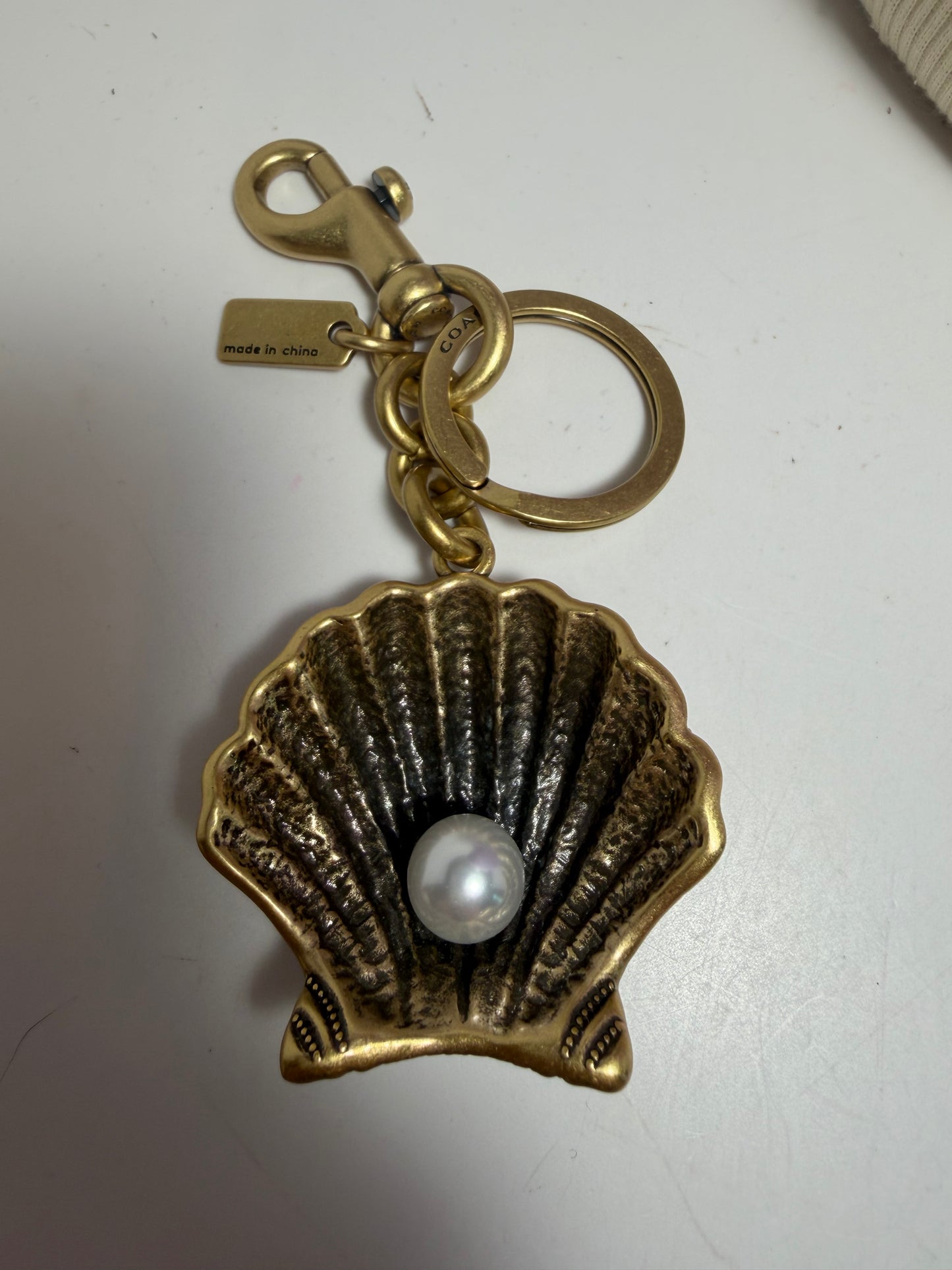 Coach Brass Seashell “Summer I Turned Pretty” Collab Pearl Bag Charm EUC
