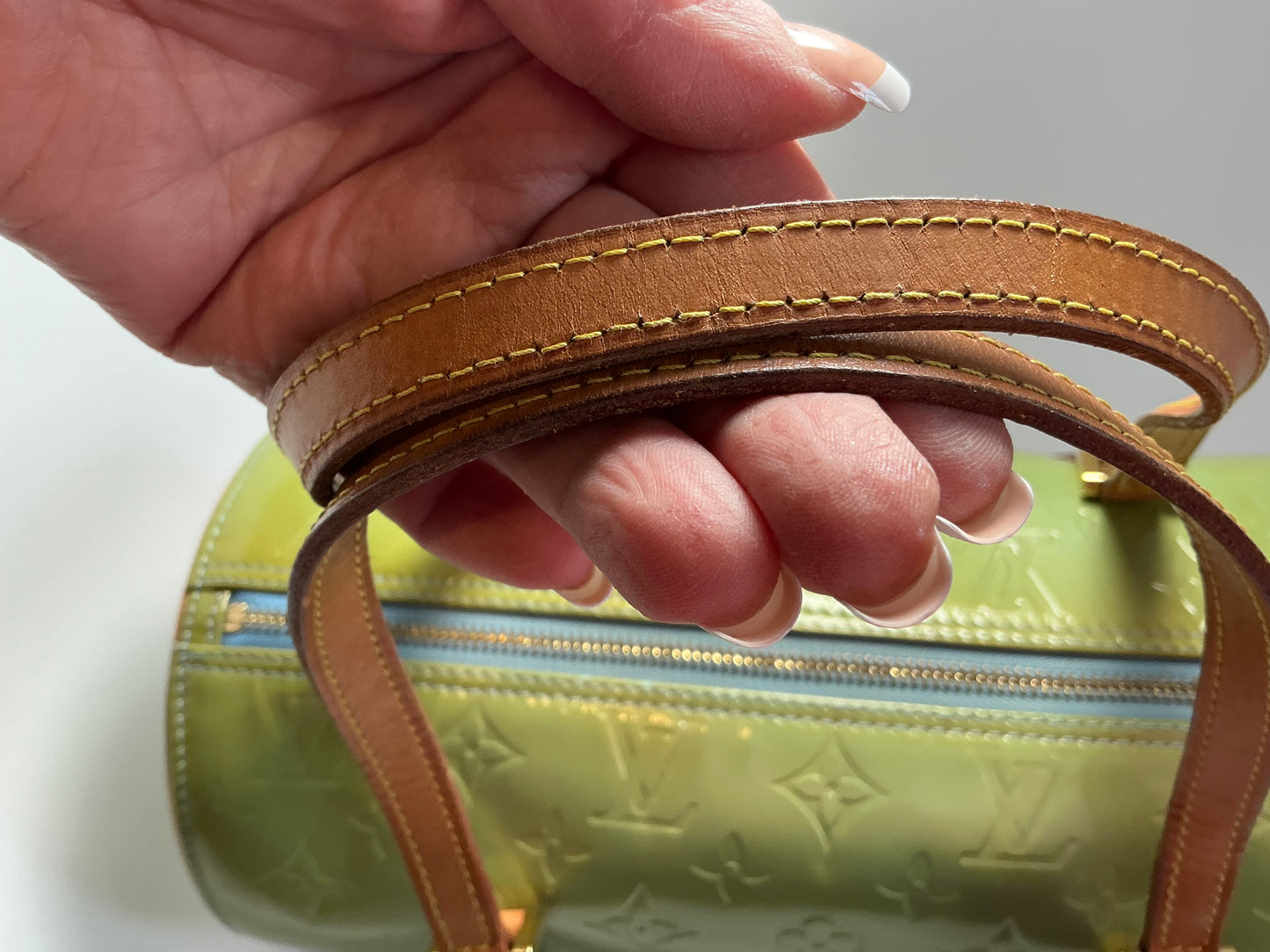 Louis Vuitton Vernis Green Monogram Papillon Bedford Bag w/Vachetta Leather