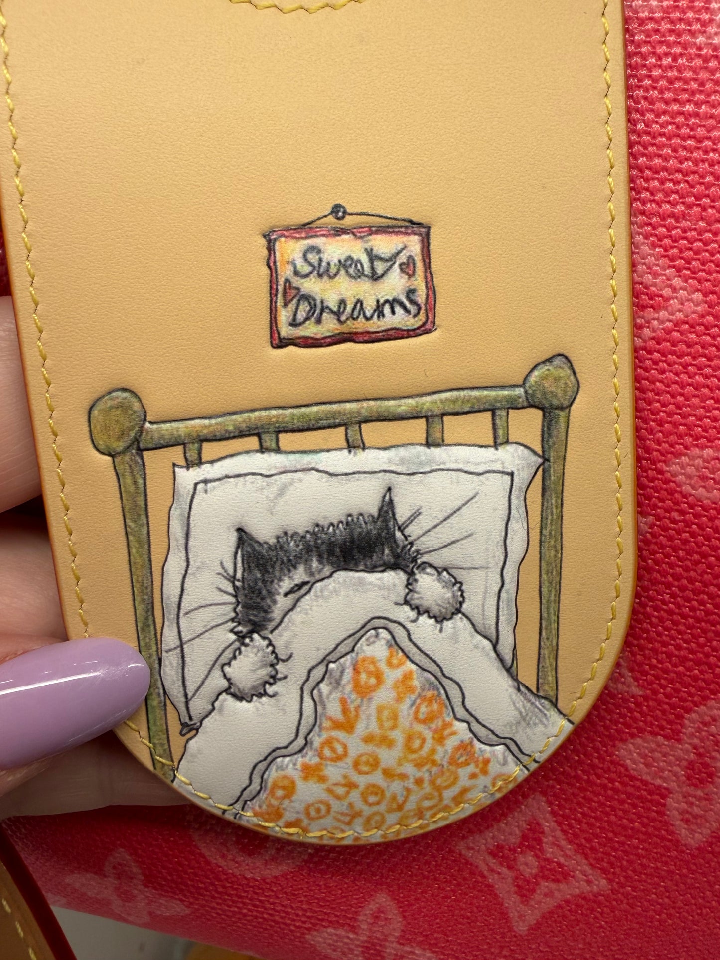 Louis Vuttiom Grace Coddington Collab Sleeping Cat “Do not disturb/enter” Bag Charm comes w/box