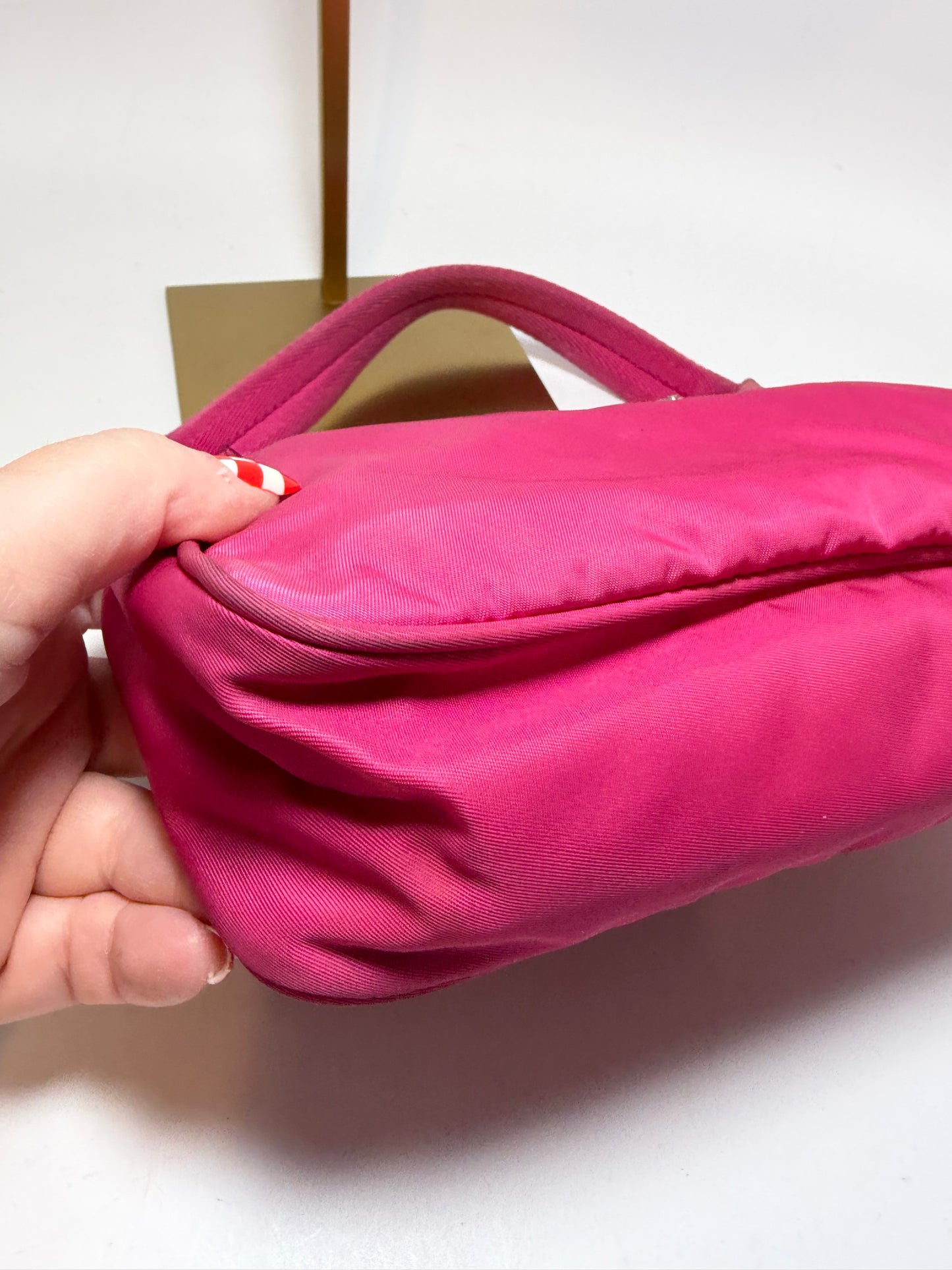 Prada Hot Pink Nylon Hobo Tessuto Mini Hand Bag
