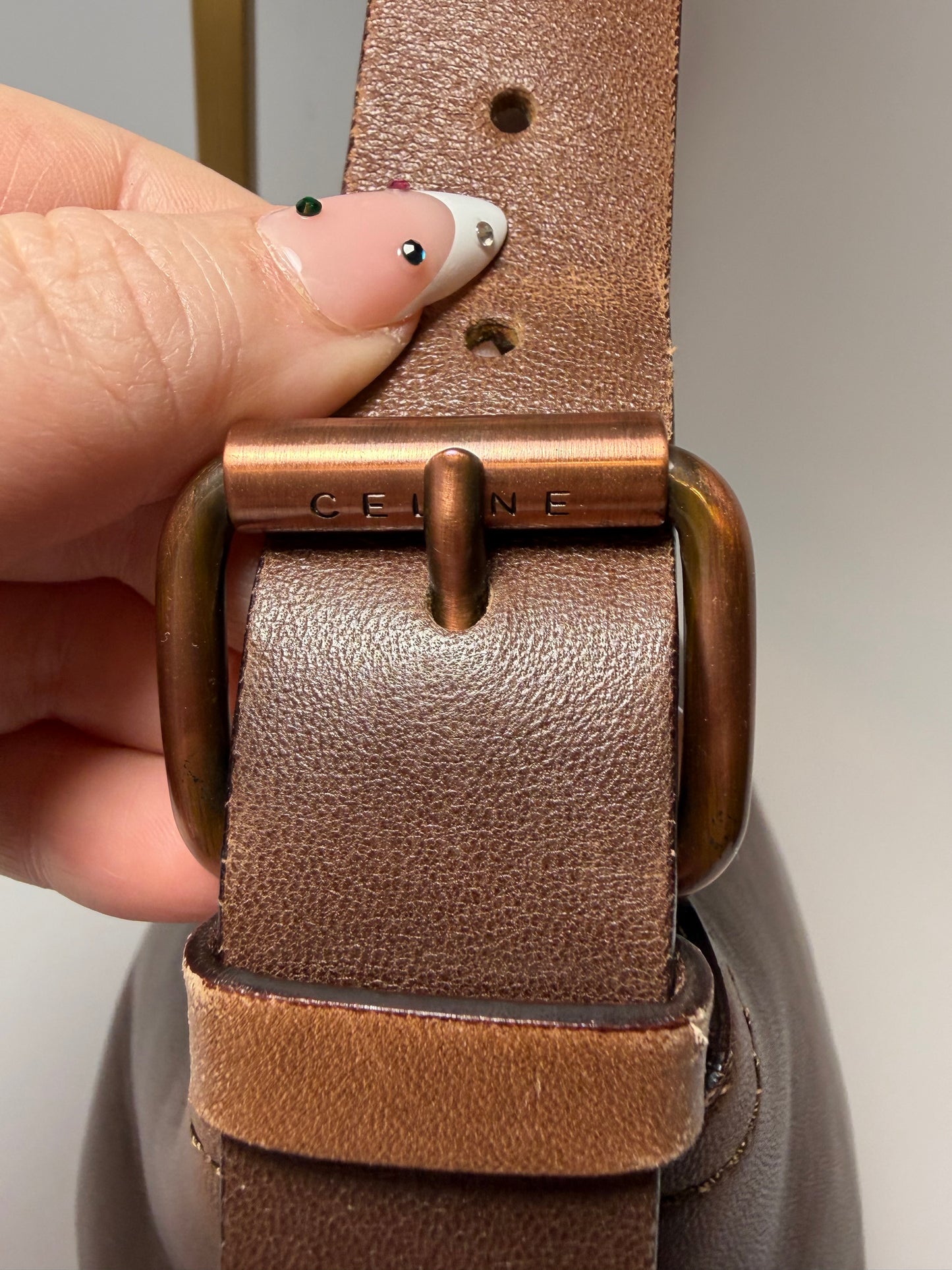 Vintage Celine Leather Shoulder Bag w/COA
