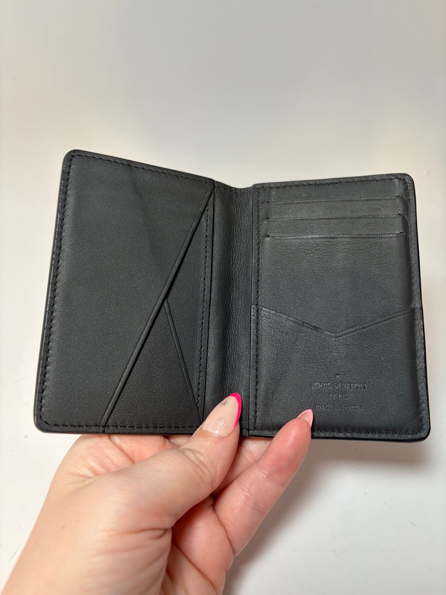 Louis Vuitton Pocket Organizer in Calfskin Shadow Leather Empriente Monogram w/COA, dust bag & box