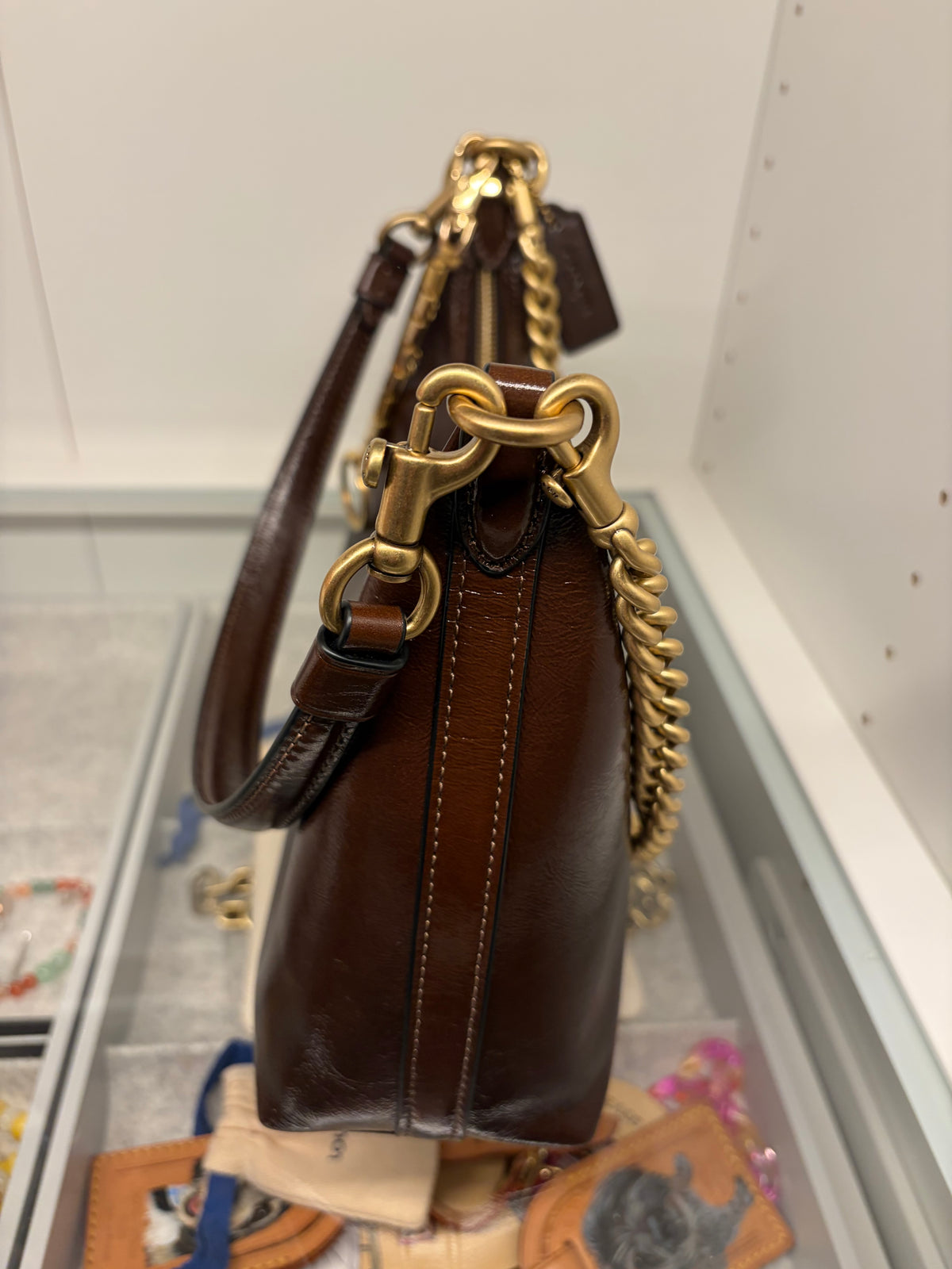 Coach Juliette 25 Maple Glazed Leather Shoulder Bag/Crossbody Coach Create Bows