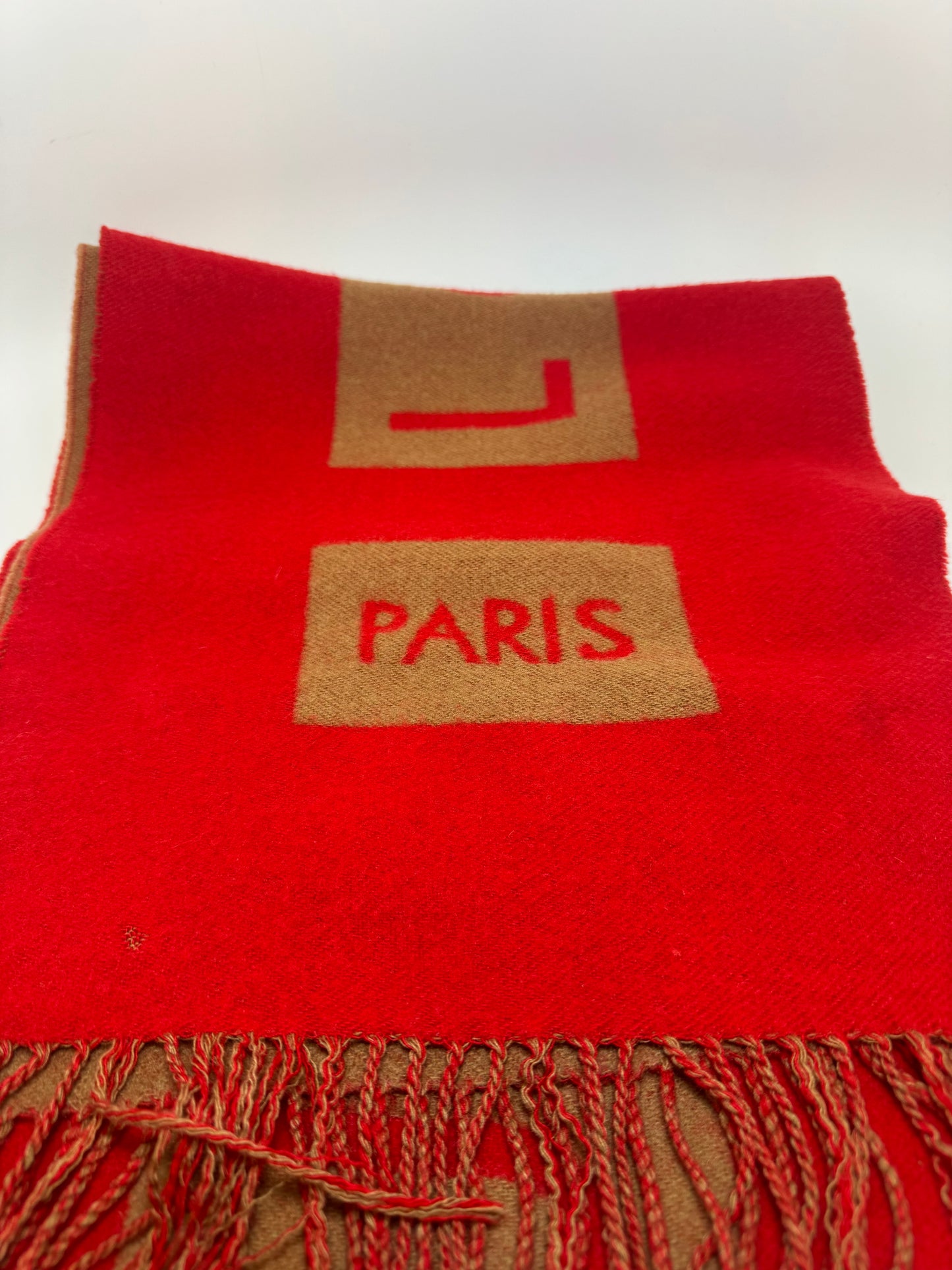 Louis Vuitton Red & Camel Double-Sided 100% Cashmere Winter Scarf Luxury Fashion