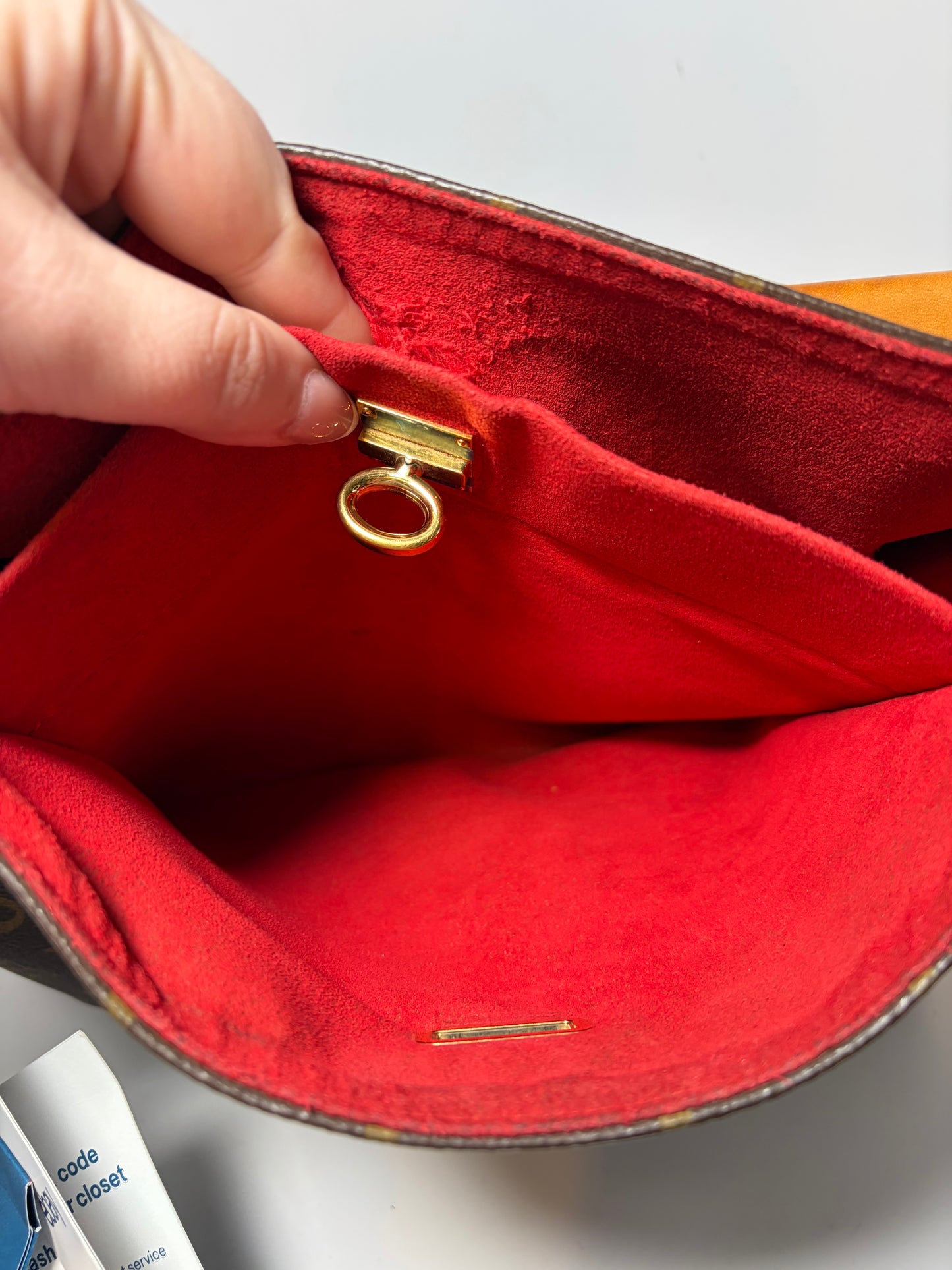 Louis Vuitton Gaia Brown Monogram Shoulder Bag w/Red Leather