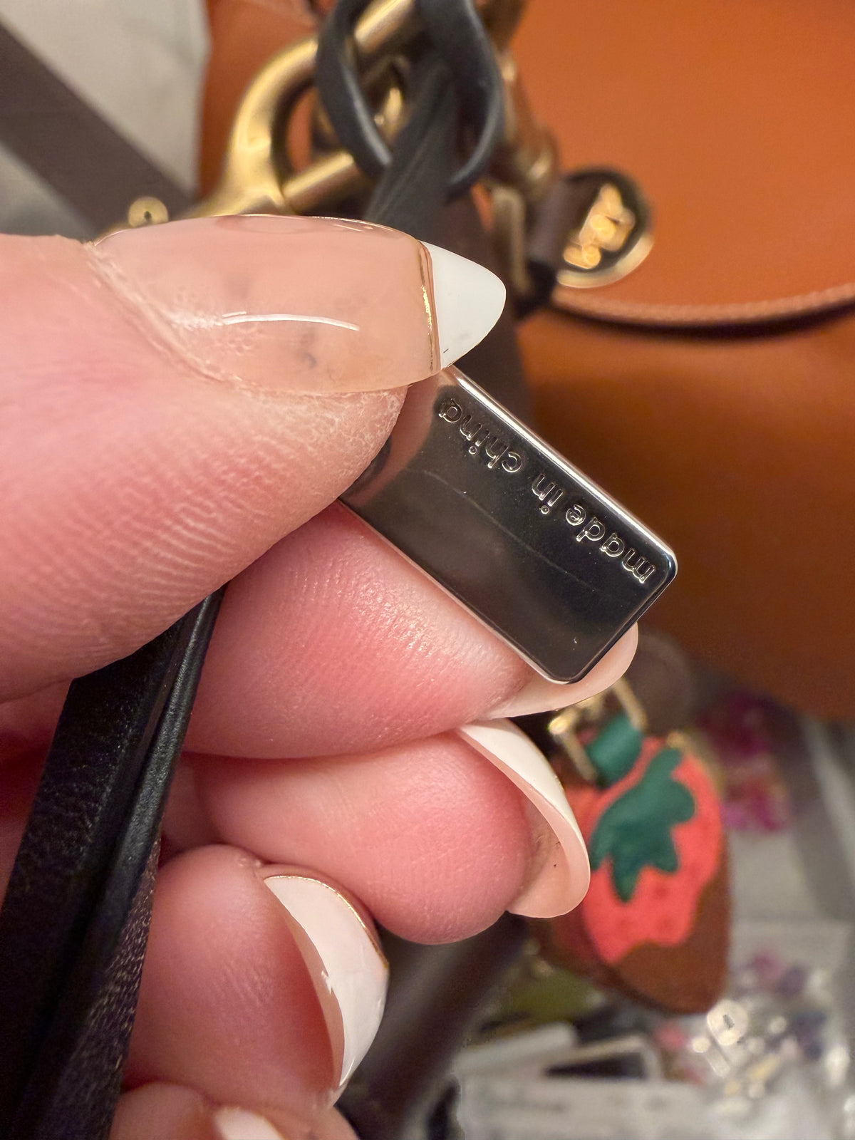 Coach Skull Leather Bag Charm Black