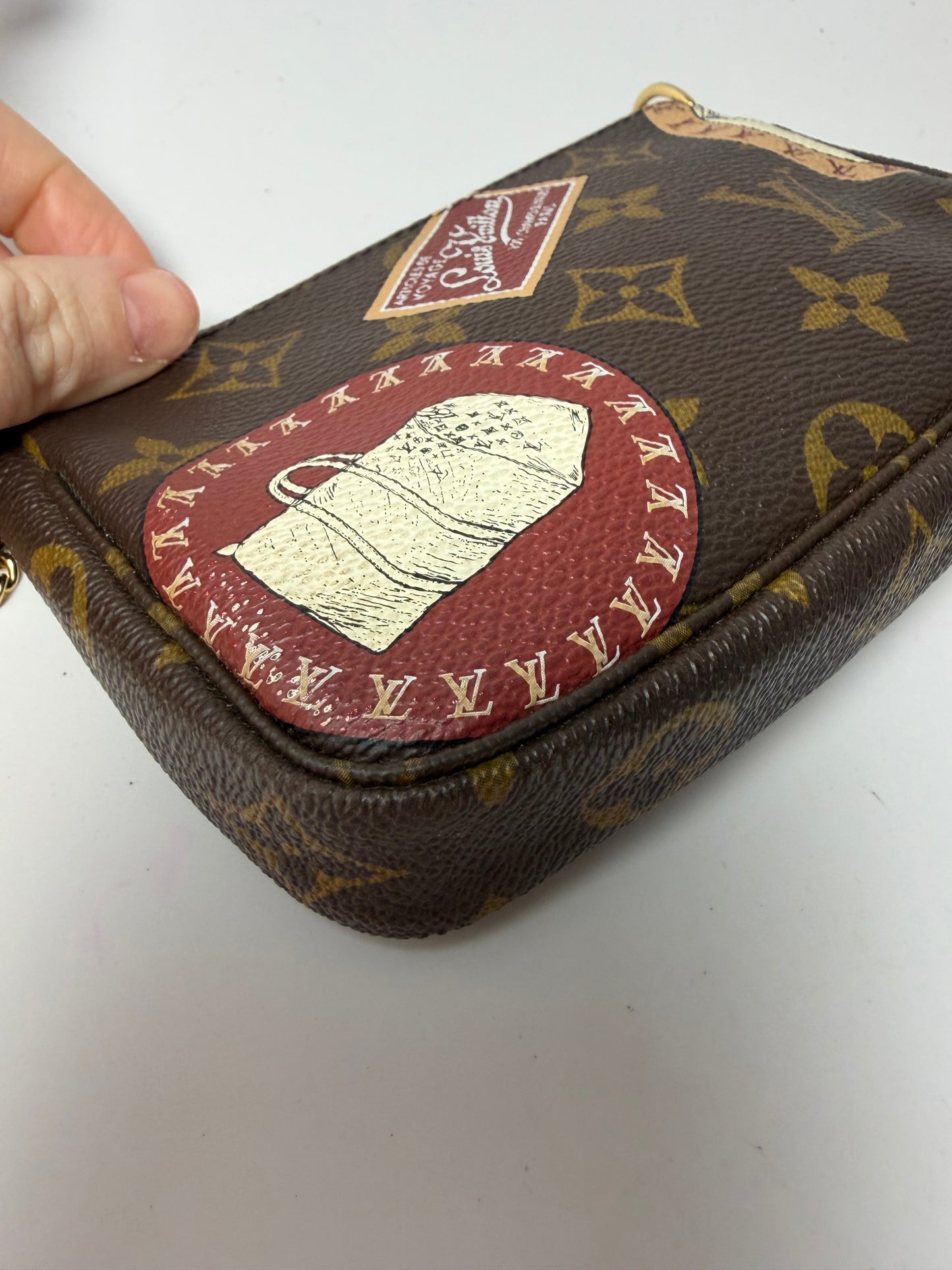 Louis Vuitton Monogram Patches Mini Pochette with Chain & COA