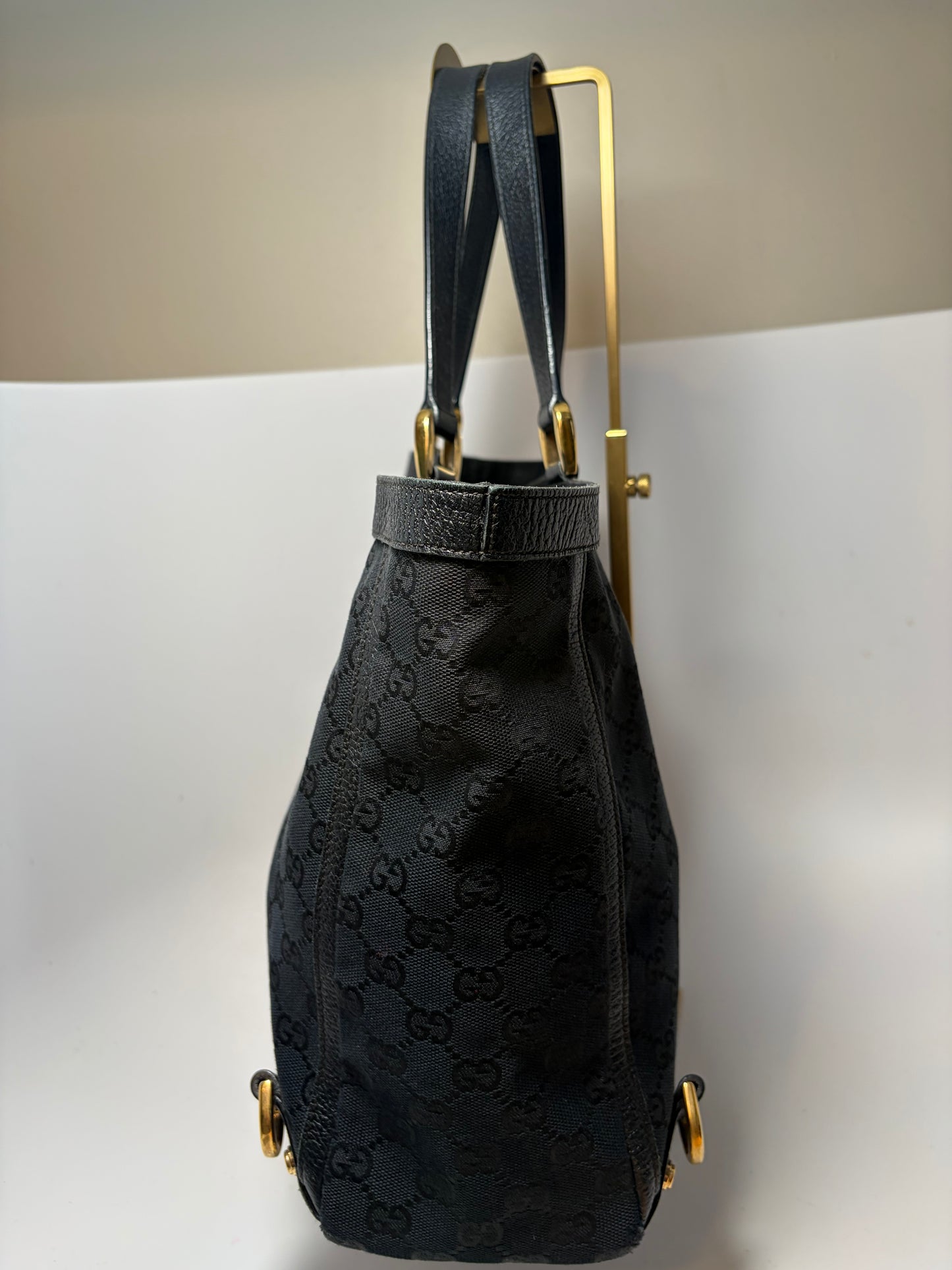 Gucci Abbey Black Canvas & Leather Tote/Shoulder Bag