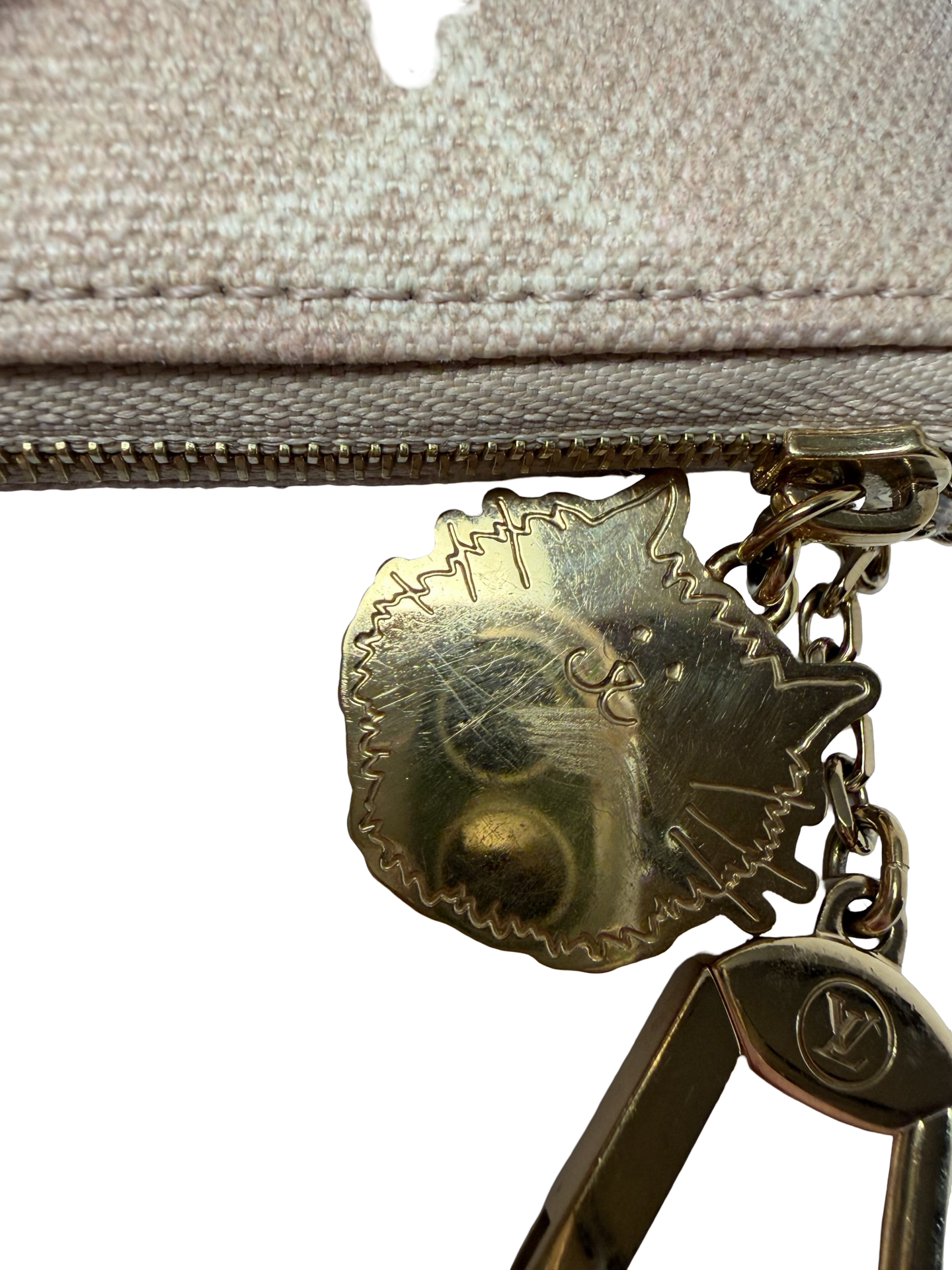 Louis Vuitton x Grace Coddington Meowgram Cat Key Pouch Small Size w/Cat motif zipper & design interior