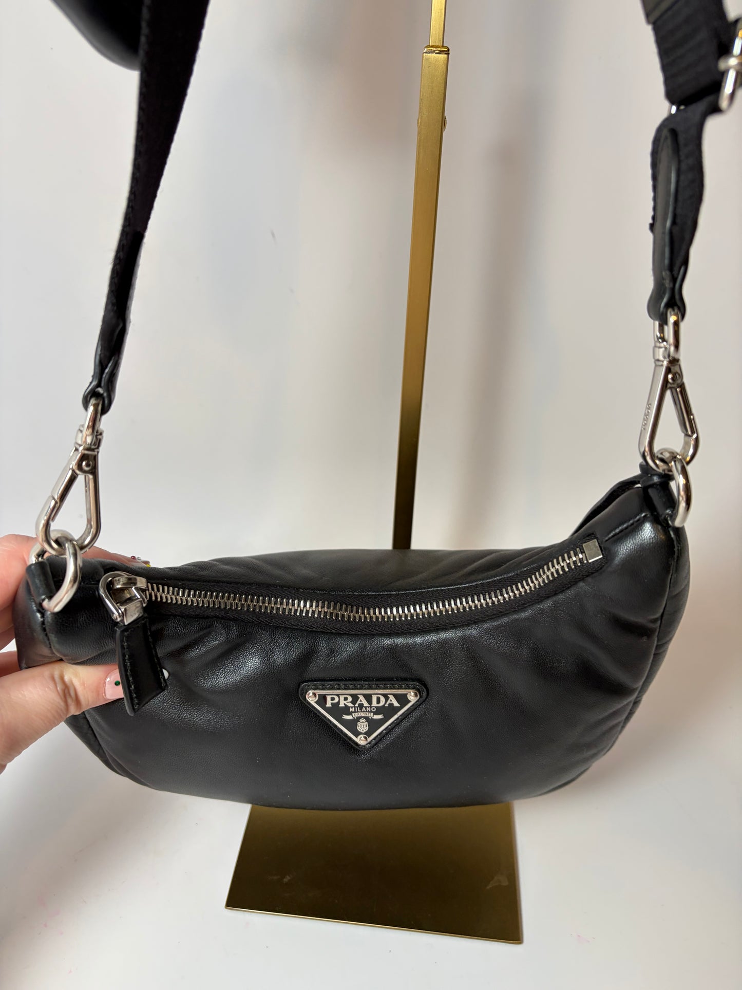 Prada Re-Edition 2005 Soft Padded Black Nappa (Lambskin) Leather Crossbody/Shoulder Bag