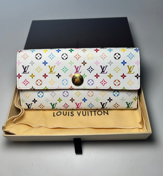 Louis Vuitton Multicolore Sarah White Monogram Wallet with Yellow Interior Excellent Condition
