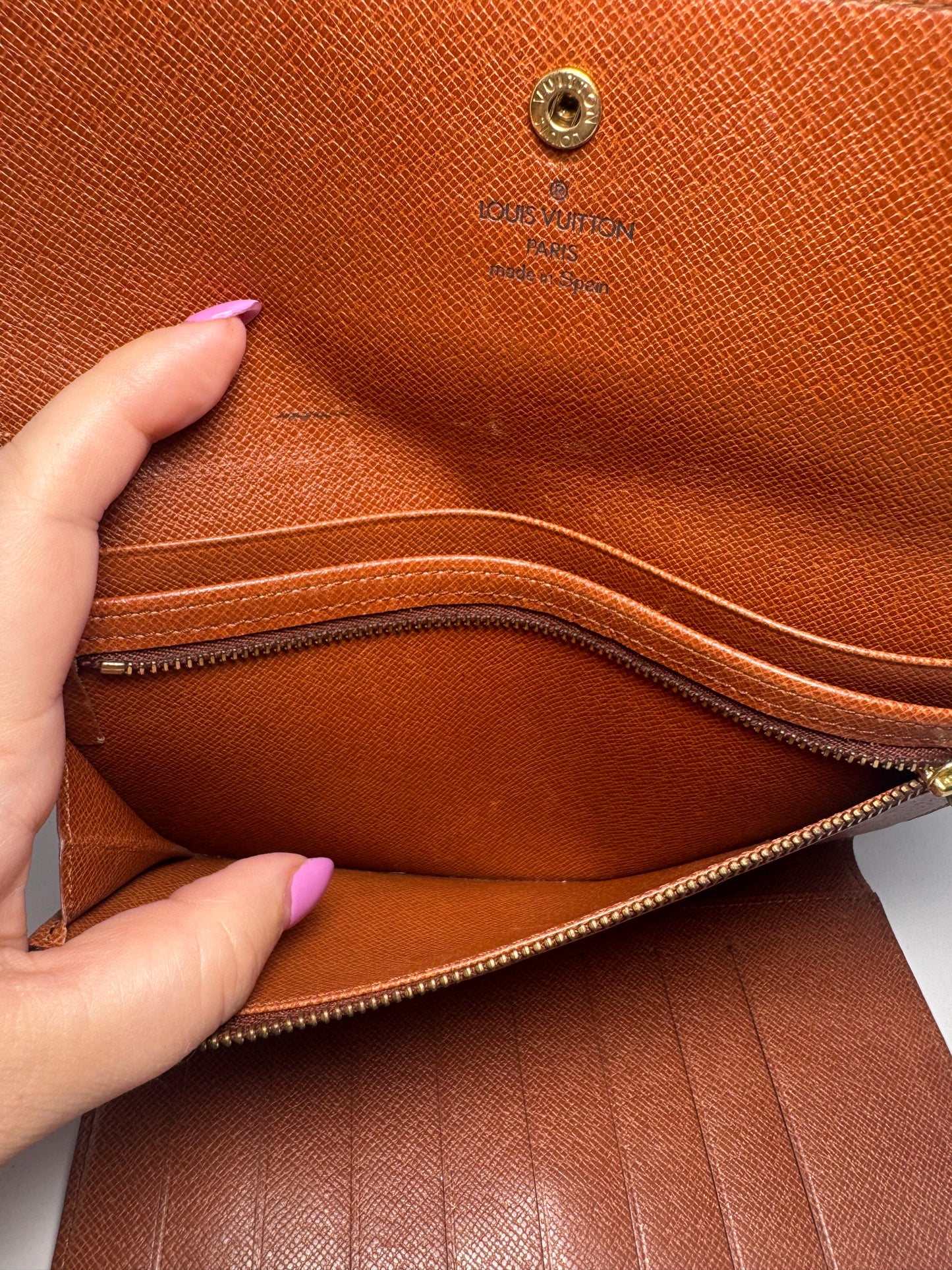 Louis Vuitton Trifold Pochette Passport Holder Monogram Wallet on Chain